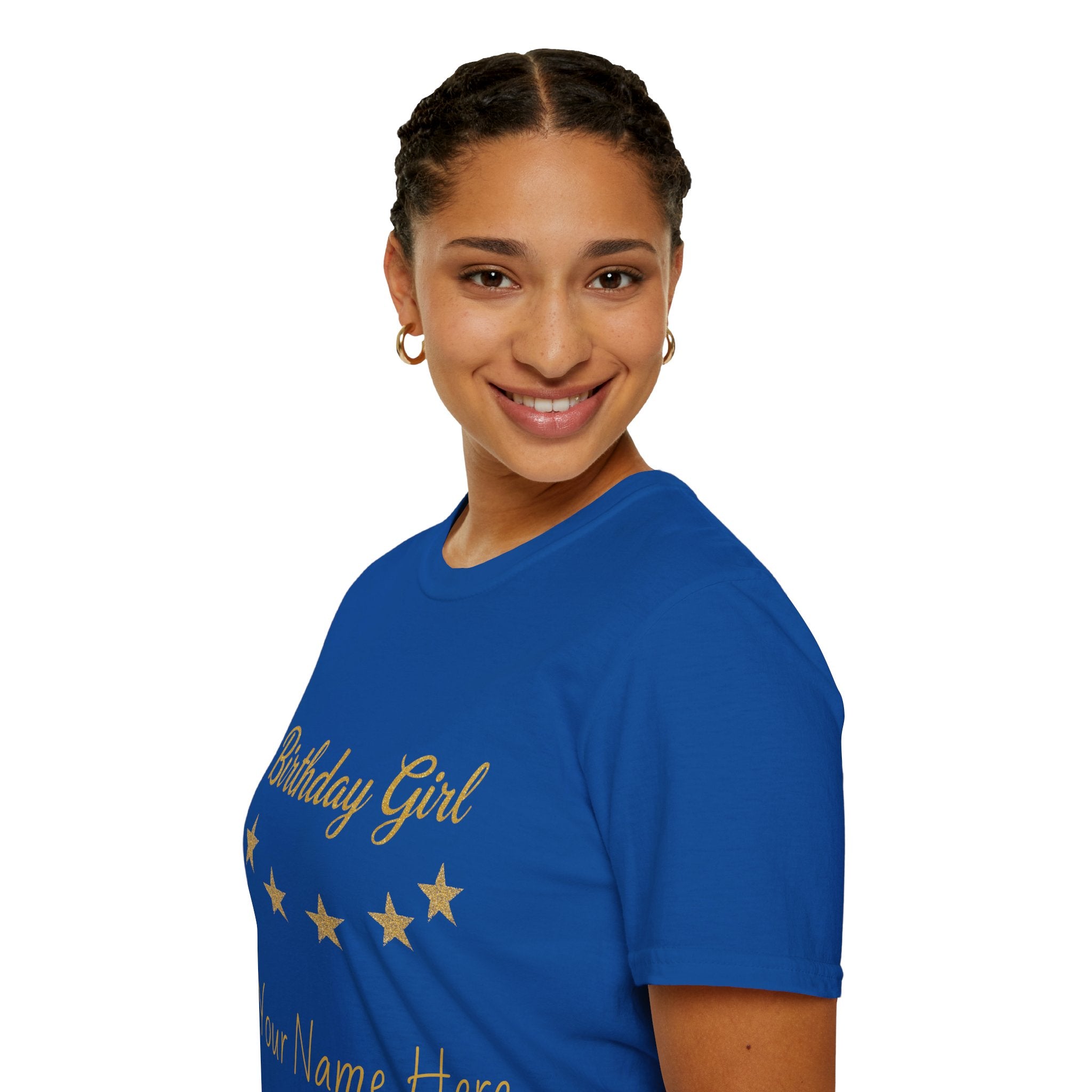 Birthday Girl T‑Shirt — Personalized 'Your Name Here' Gold Stars Tee