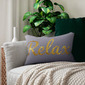 Relax Gold Script Lumbar Pillow