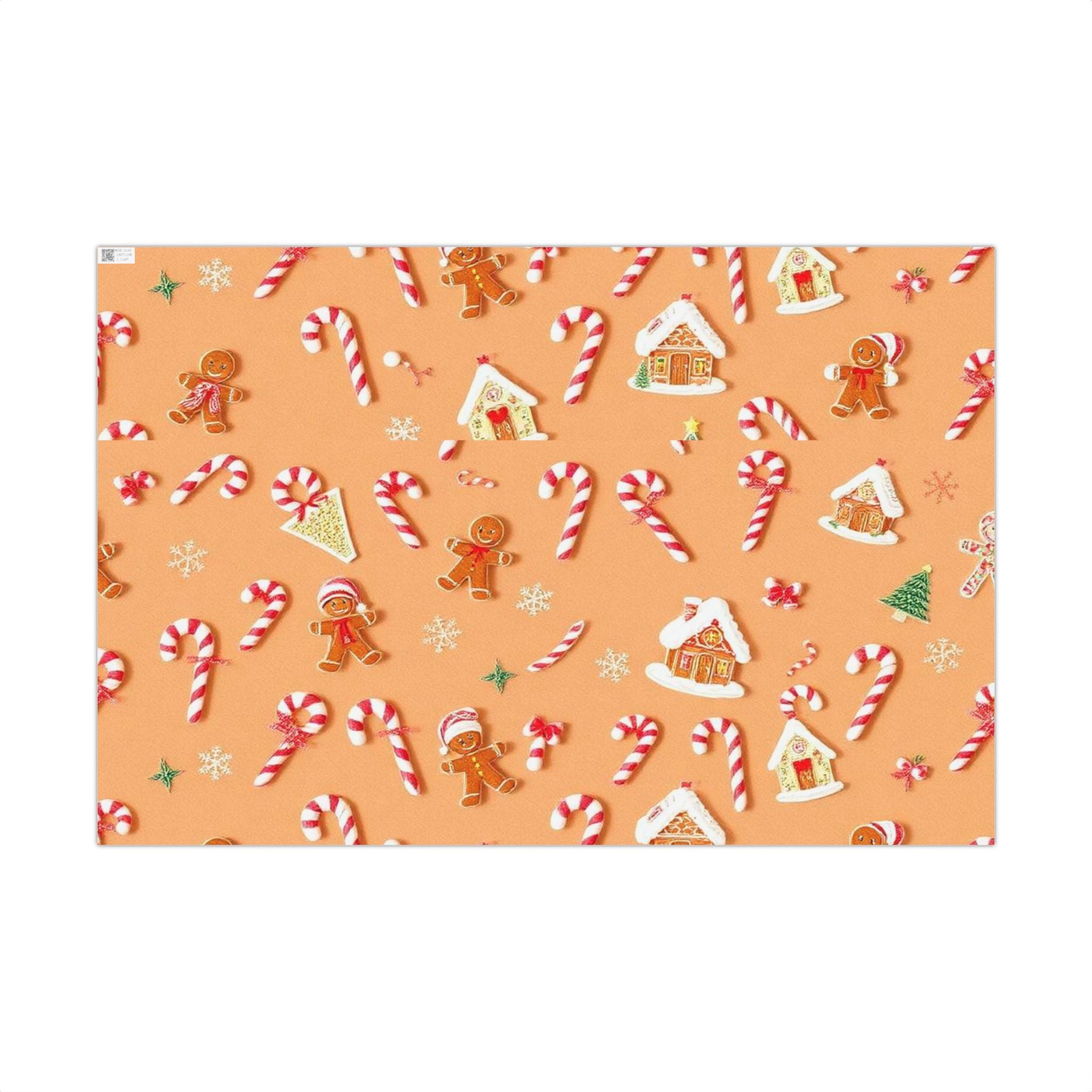 Wrapping Paper — Gingerbread & Candy Cane Holiday Gift Wrap