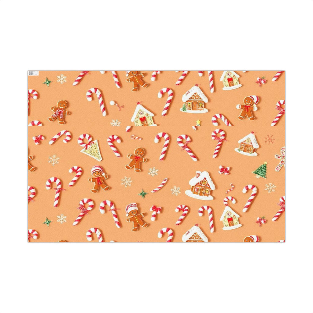 Wrapping Paper — Gingerbread & Candy Cane Holiday Gift Wrap