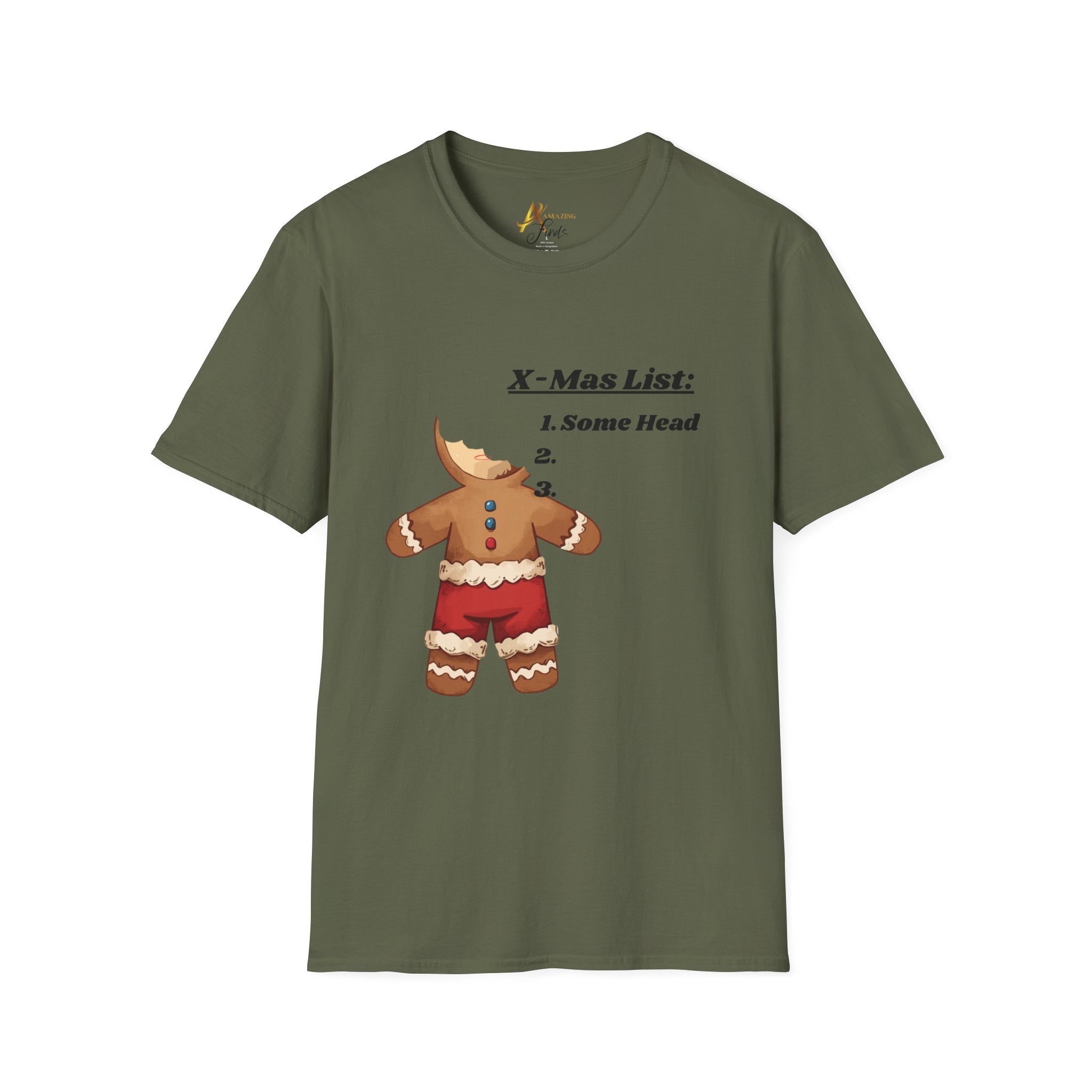 Adult Themed Gingerbread Man T-Shirt — 'All I Want For Christmas Is Some Head' Christmas Attire
