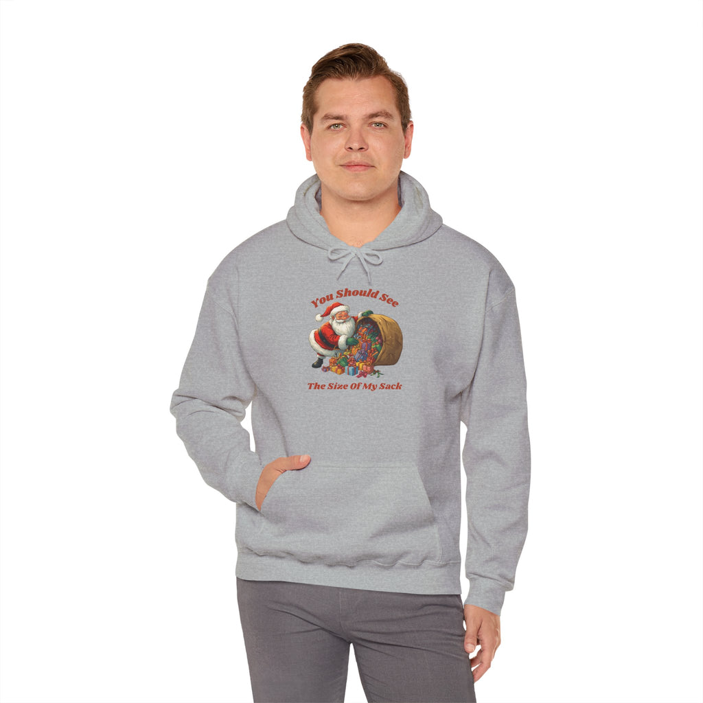 Adult Themed Santa Sack Hoodie — 'You Should See The Size Of My Sack' Christmas Attire