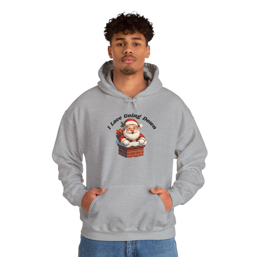 Adult Themed Santa Chimney Hoodie - 'I Love Going Down' Christmas Attire