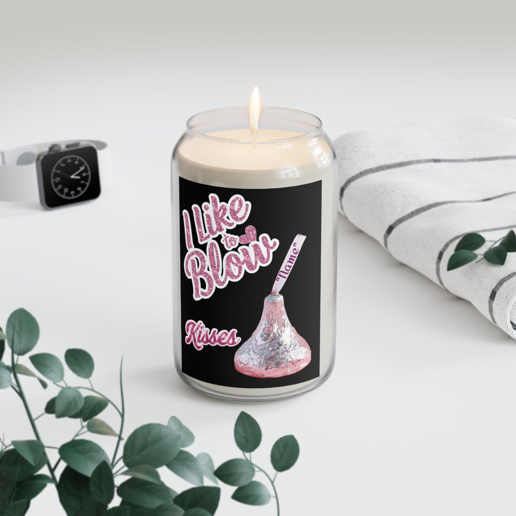 13.75oz Scented Soy Candle — “I Like to Blow Kisses” Pink Hershey Kiss Design
