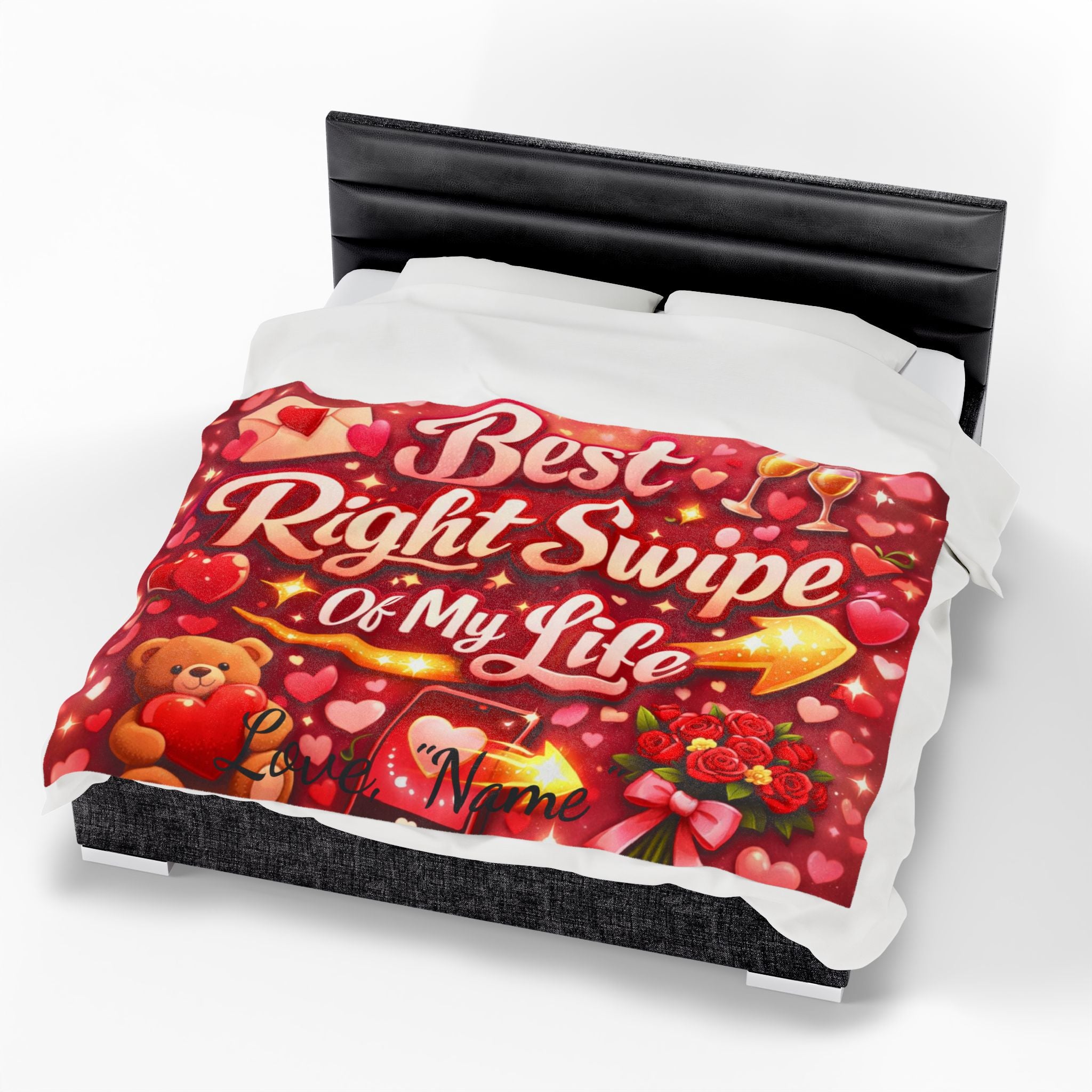 Velveteen Plush Blanket — "Best Right Swipe of My Life" Romantic Valentine Throw