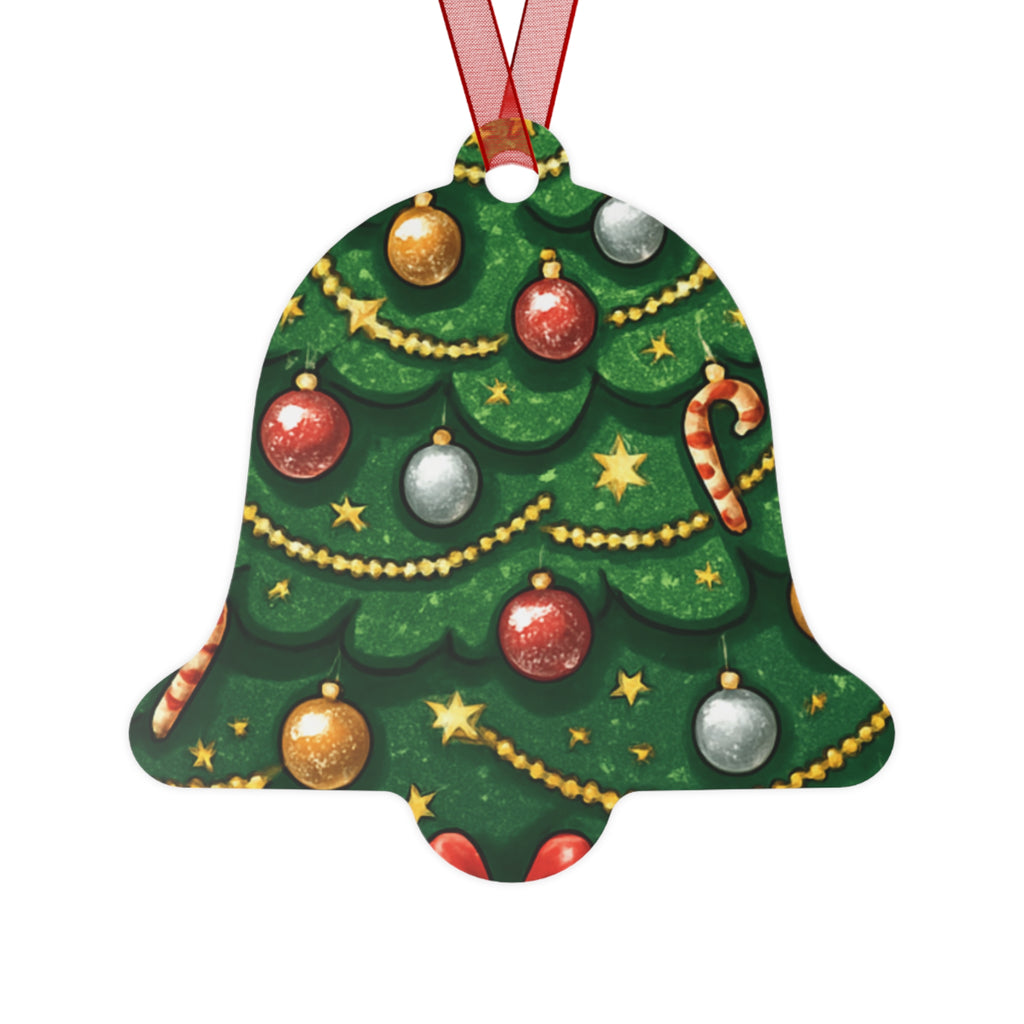 Bell Metal Ornament – Festive Christmas Tree Design with Baubles & Candy Canes