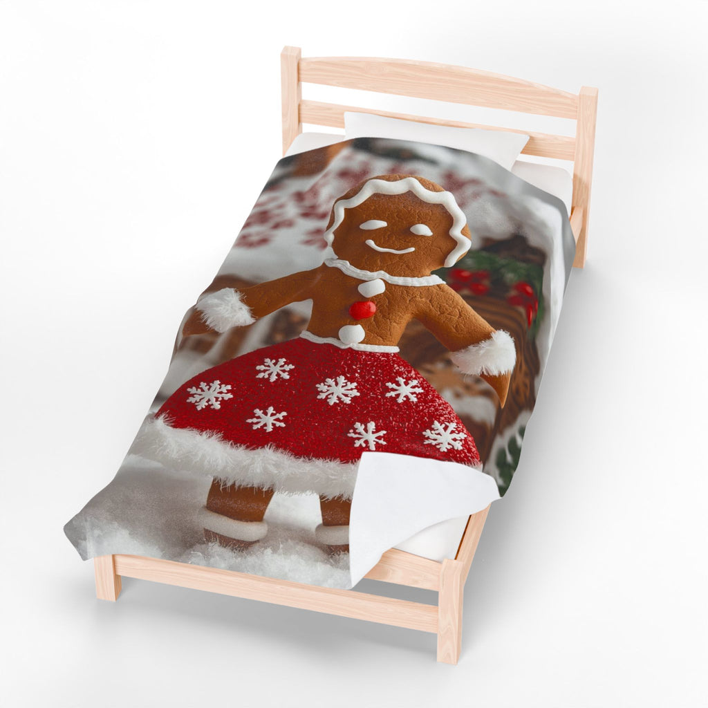 Christmas Gingerbread Girl Velveteen Plush Blanket