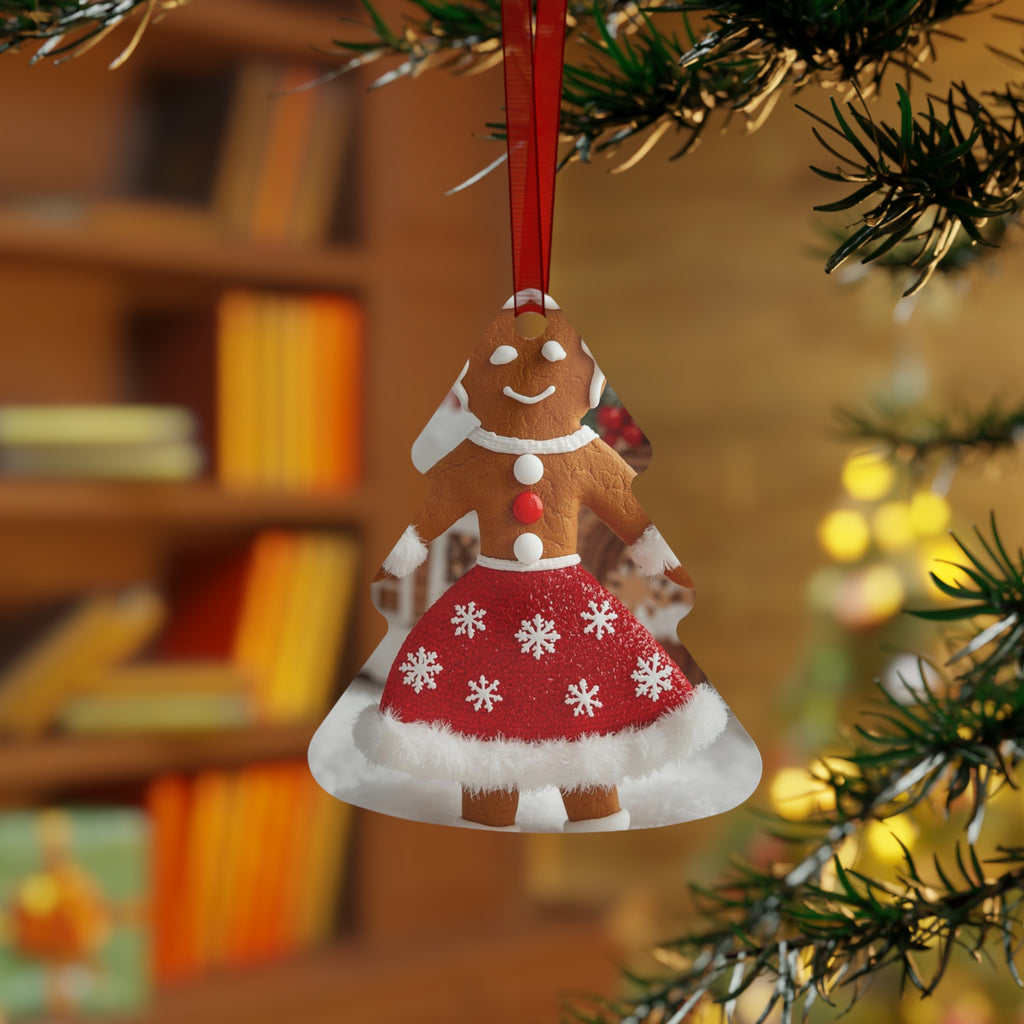 Gingerbread Girl Metal Ornament - Festive Christmas Tree Decoration