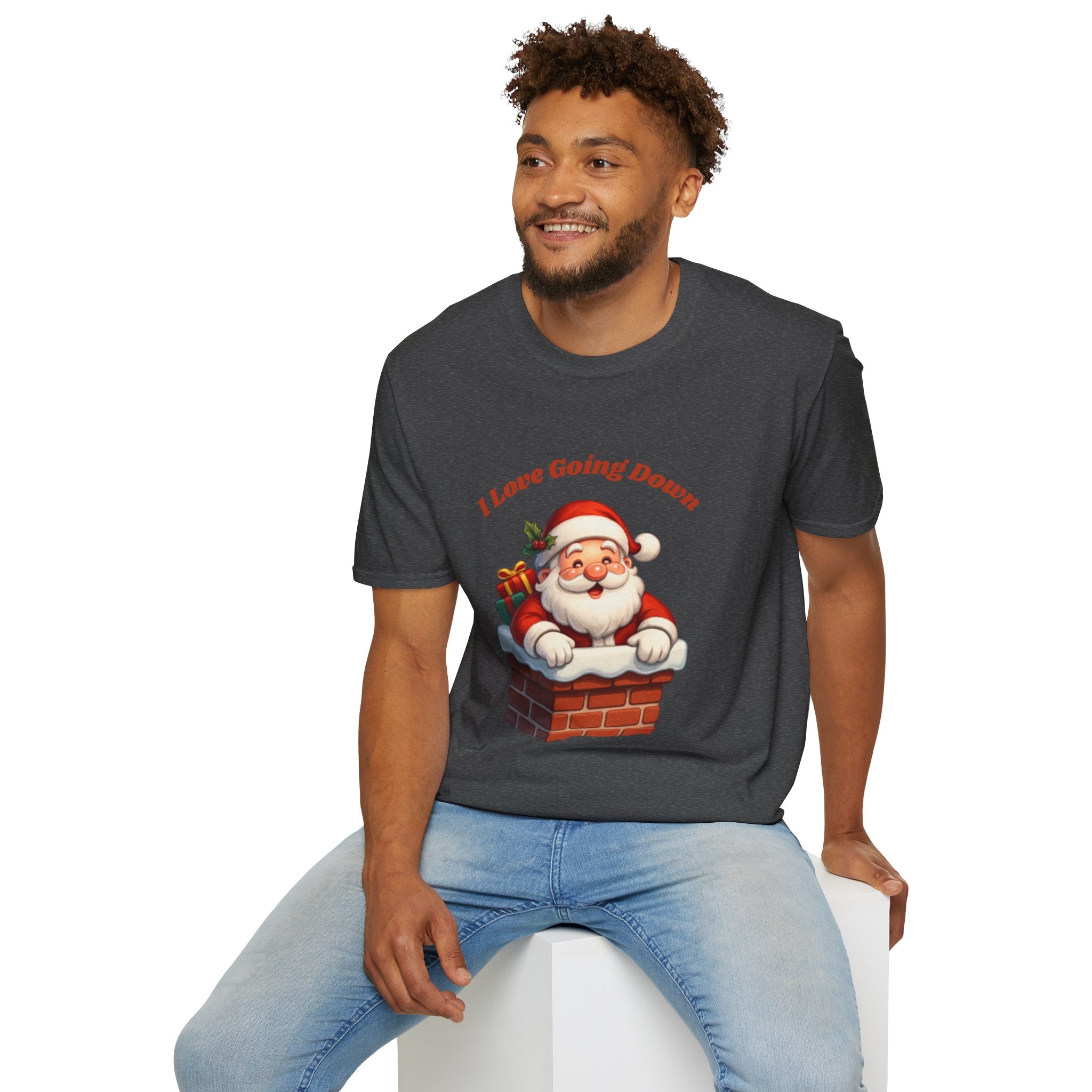 Adult Themed Santa Chimney T-Shirt - 'I Love Going Down' Christmas Attire
