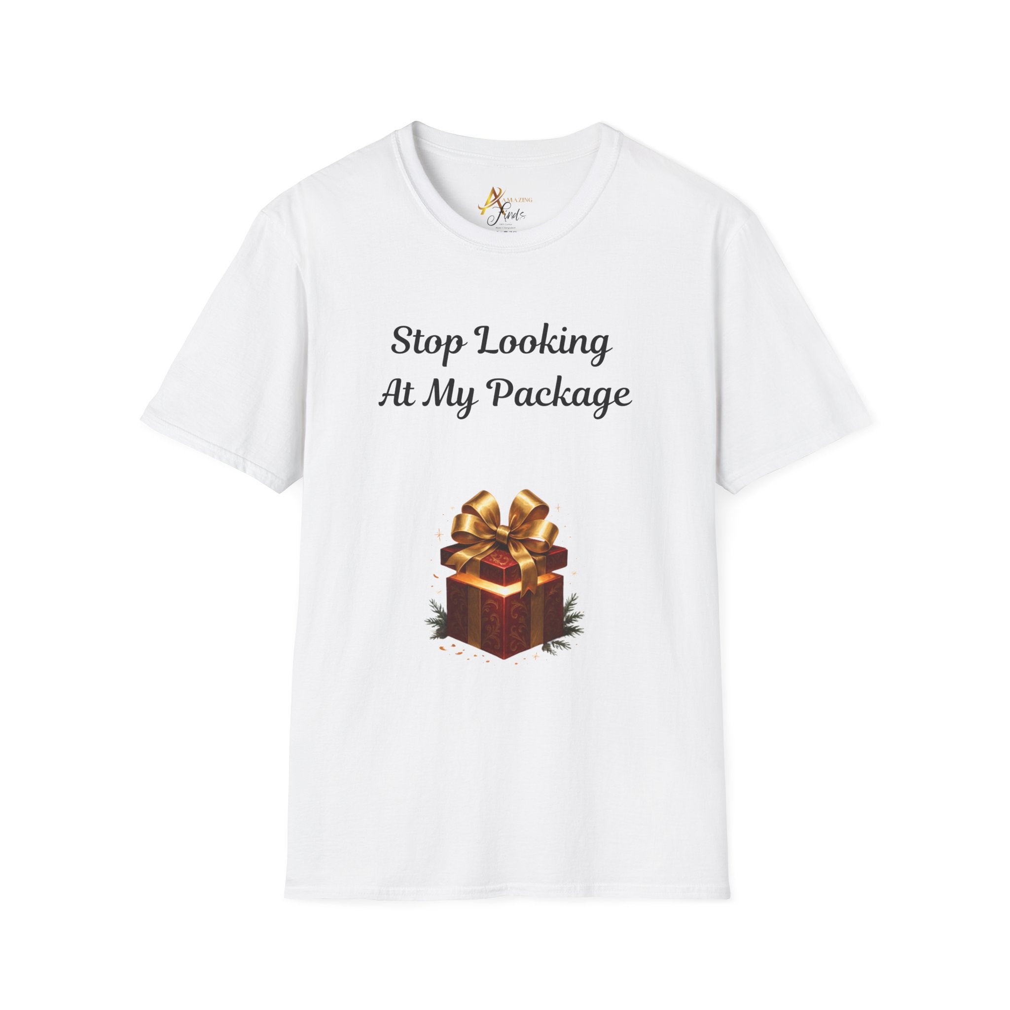 Adult Themed Large Gift T-Shirt — 'Stop Looking At My Package'  Christmas Attire