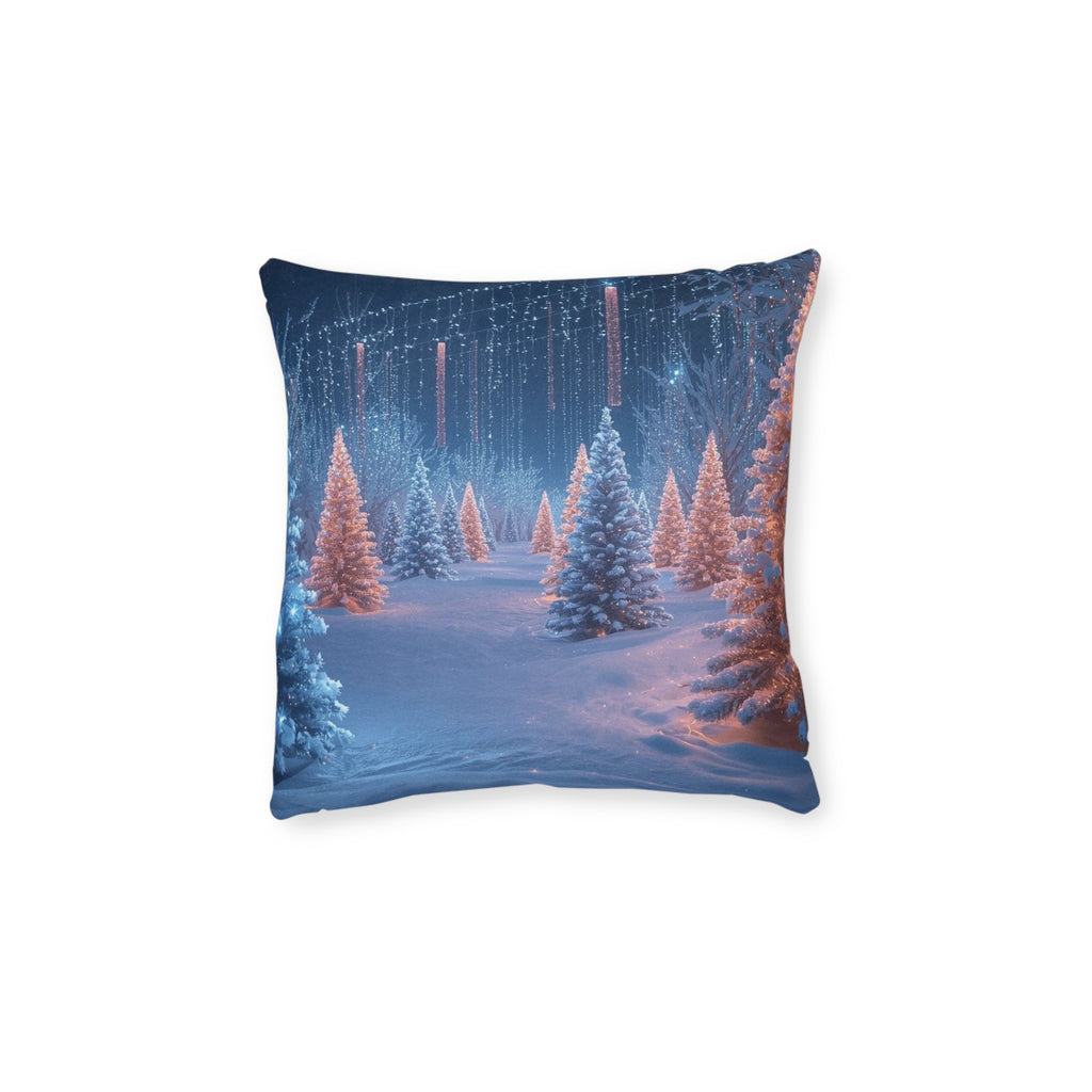 Winter Wonderland Christmas Pillow — Pink-Back Decorative Throw Pillow