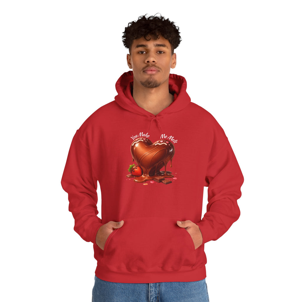Chocolate-Dipped Heart Hoodie — Romantic Strawberry Valentine Sweatshirt
