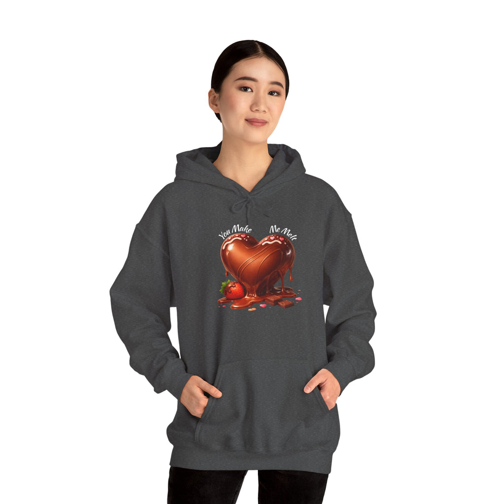 Chocolate-Dipped Heart Hoodie — Romantic Strawberry Valentine Sweatshirt