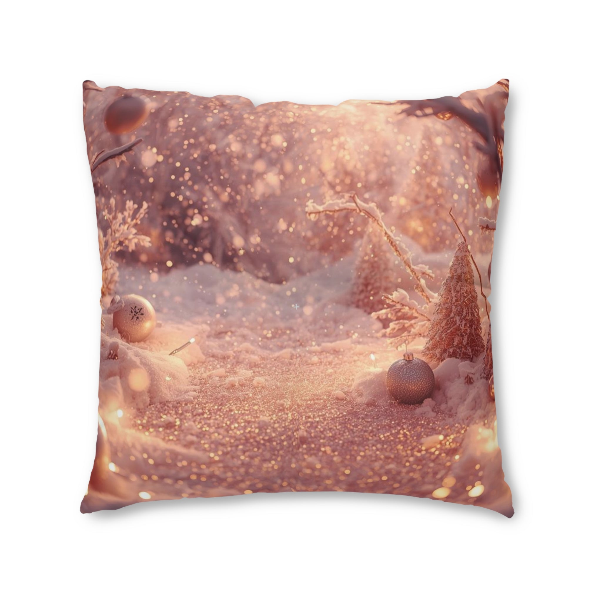 Winter Wonderland Tufted Floor Pillow — Festive Snowy Scene Decorative Cushion