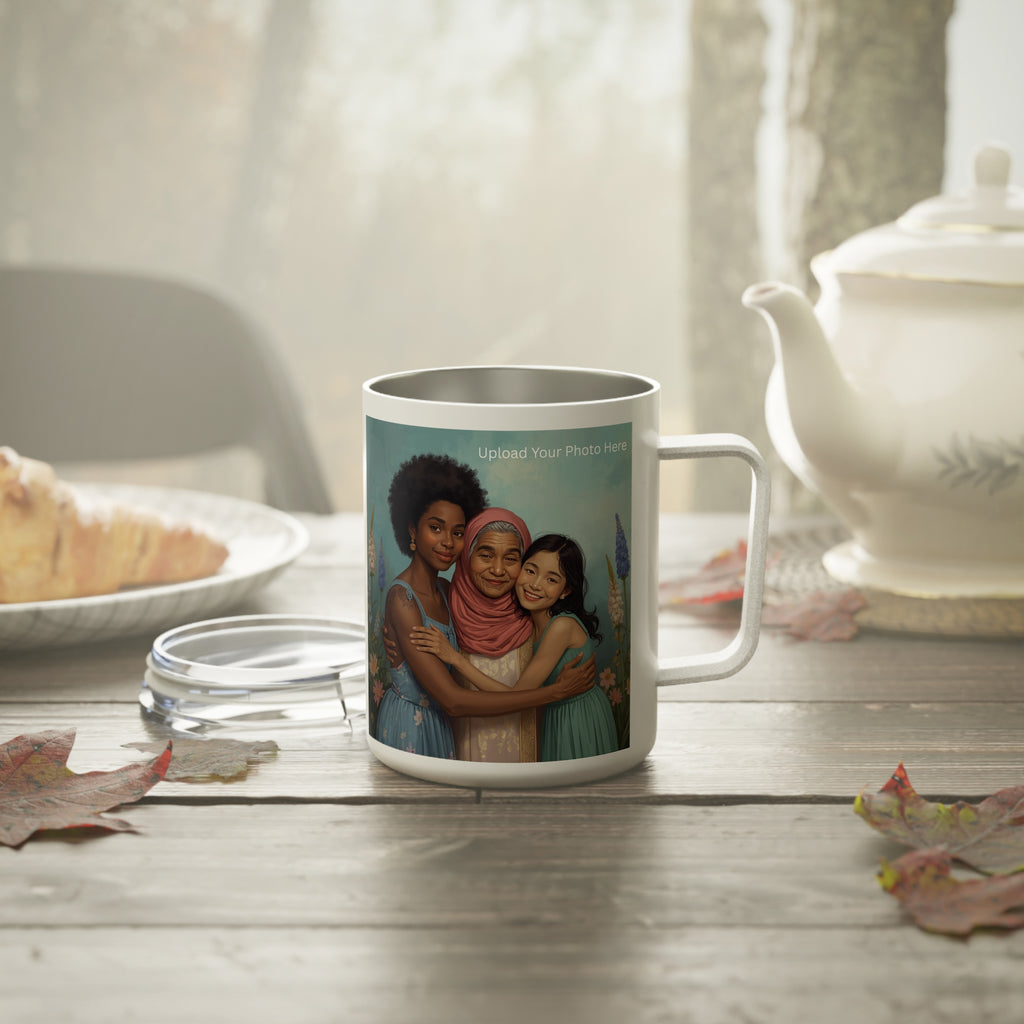 10oz Insulated Coffee Mug - "Smooth With Mom" Floral Portrait Design