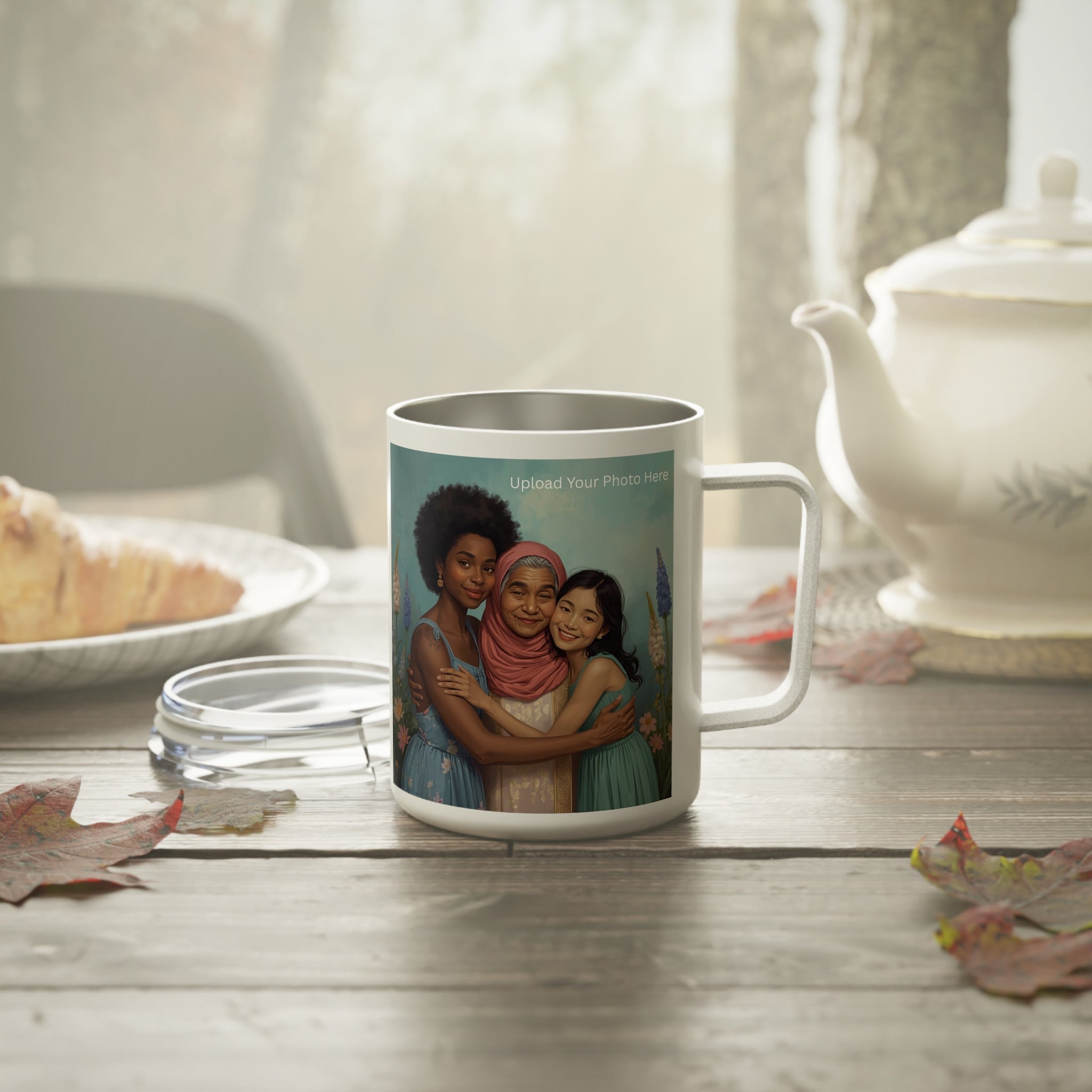 10oz Insulated Coffee Mug - "Smooth With Mom" Floral Portrait Design