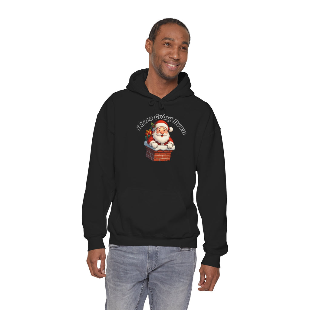 Adult Themed Santa Chimney Hoodie - 'I Love Going Down' Christmas Attire
