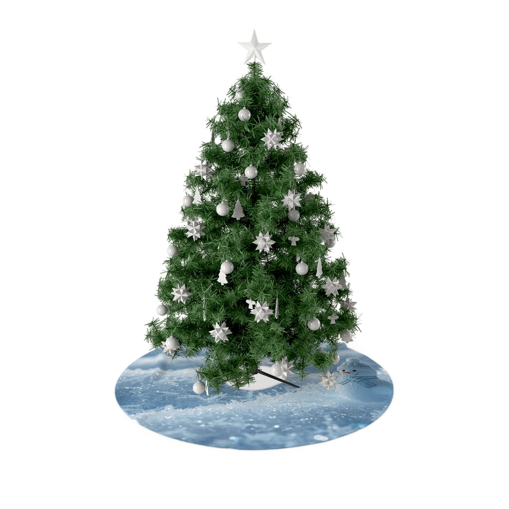 Snowy Snowman Christmas Tree Skirt — Winter Wonderland Holiday Tree Skirt