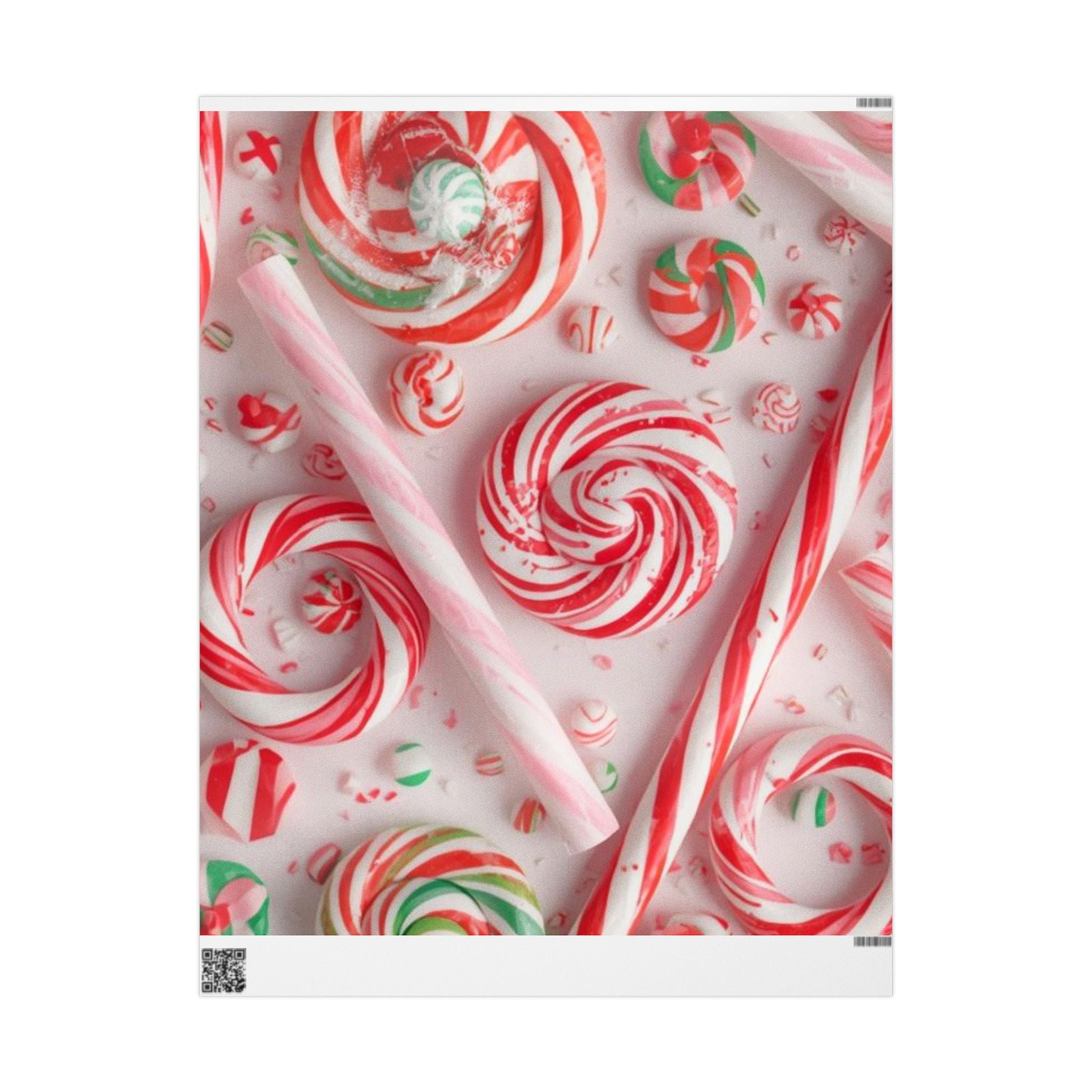 Candy Cane Swirl Wrapping Paper Roll — Festive Red & White Holiday Gift Wrap