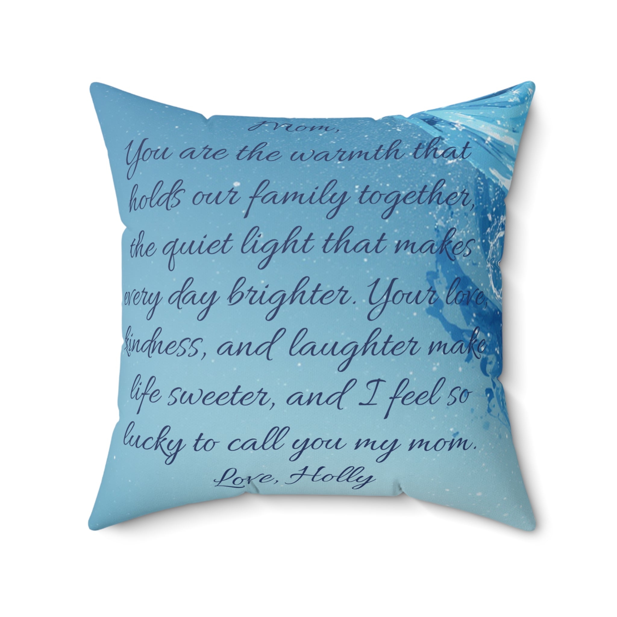 Warmth Begins With Mom Faux Suede Pillow — Personalized Photo Mother's Day Gift