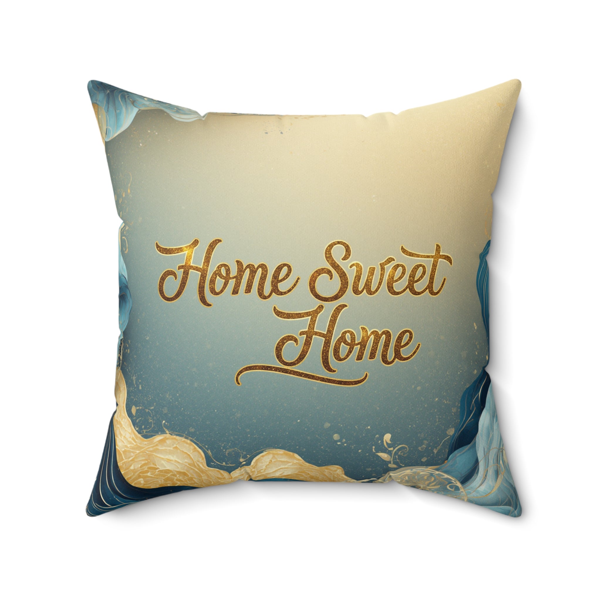 Home Sweet Home Faux Suede Pillow - Coastal Blue Decorative Throw Pillow