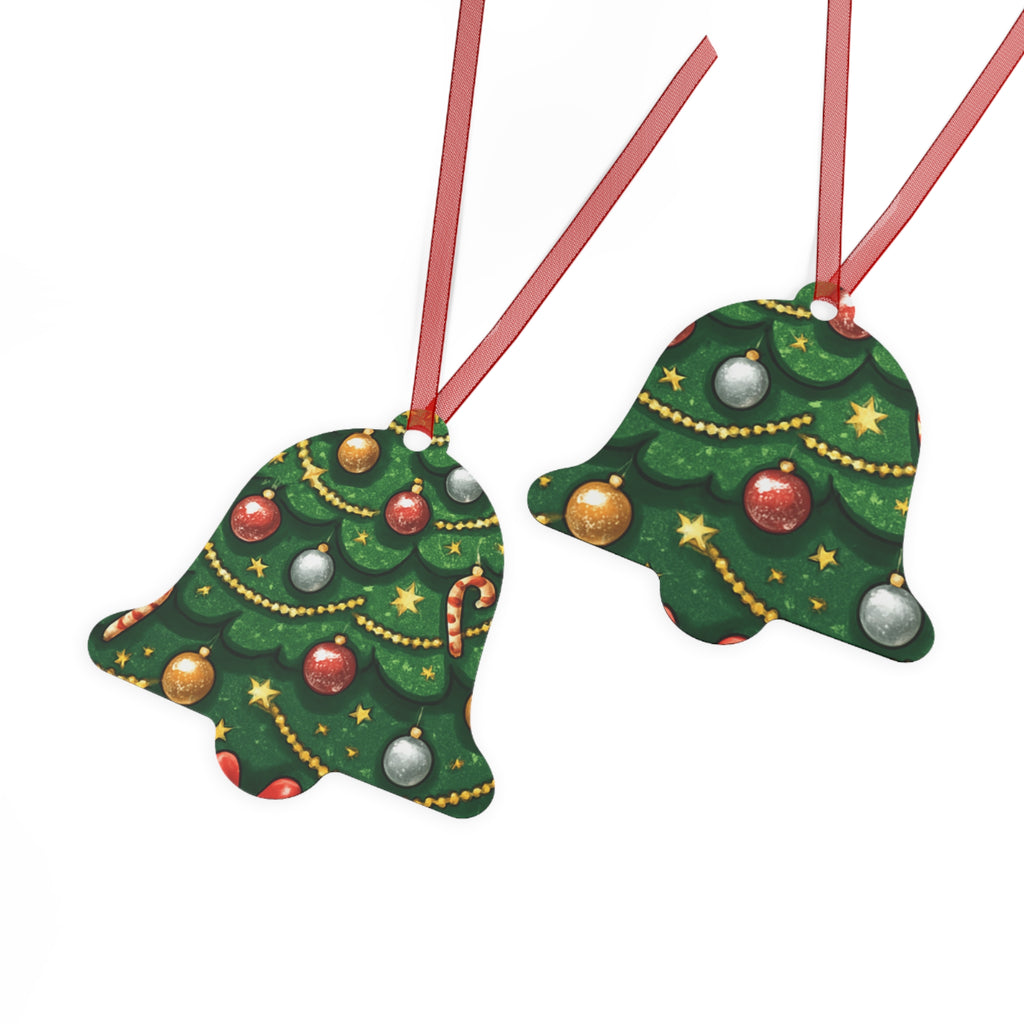 Bell Metal Ornament – Festive Christmas Tree Design with Baubles & Candy Canes