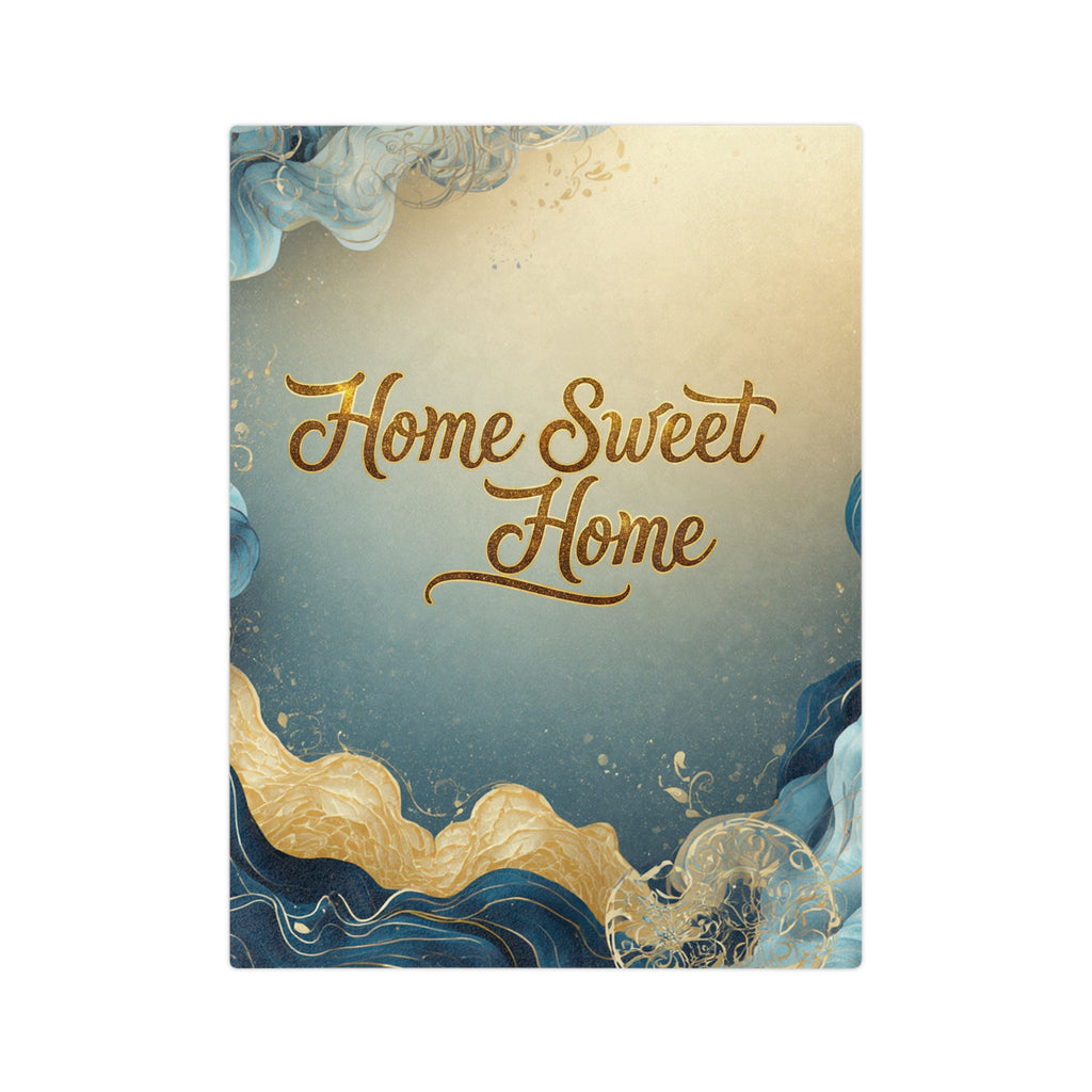 Home Sweet Home Velveteen Microfiber Blanket — Navy & Gold Decorative Throw