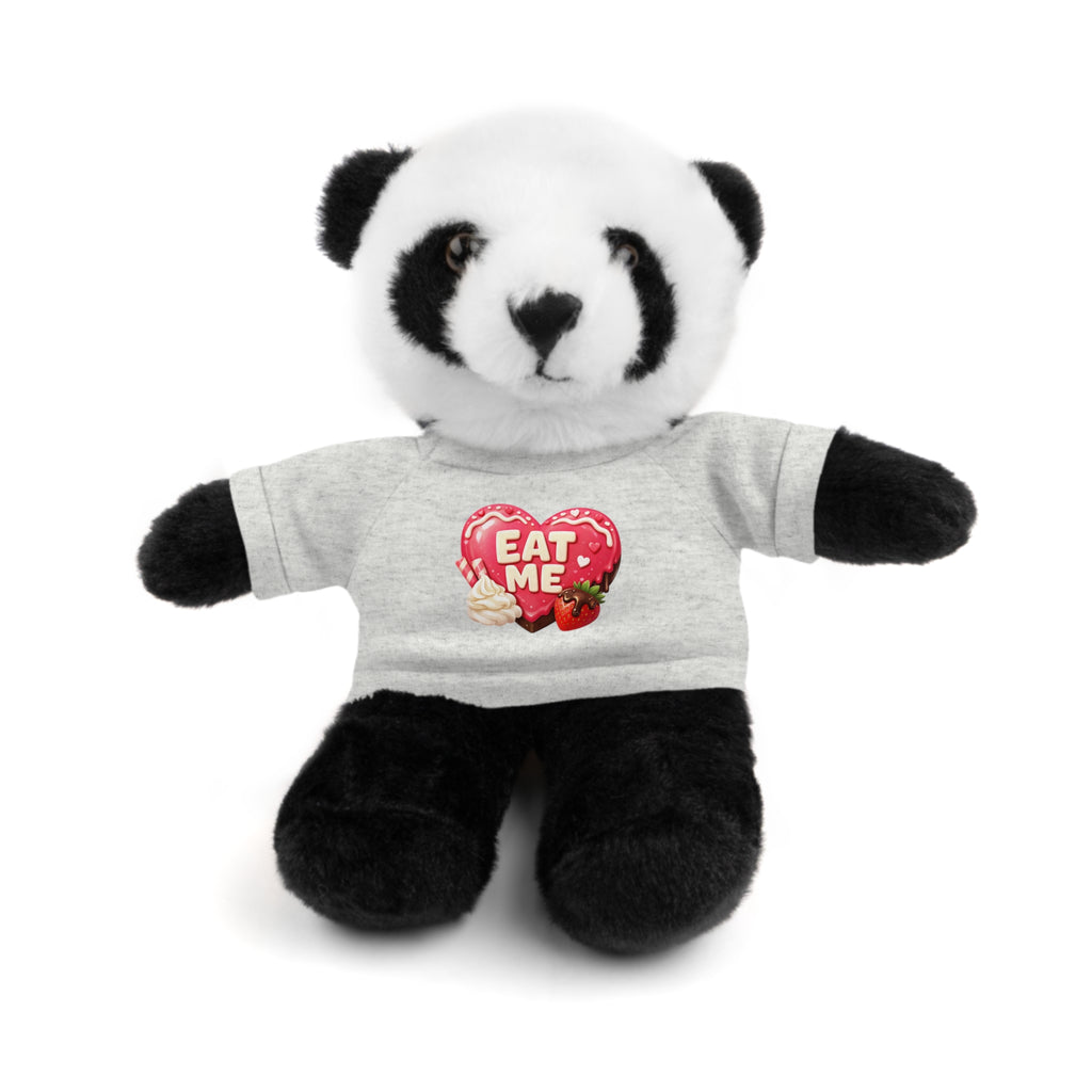 "EAT ME" Heart Tee Plush — Cute Brown Teddy, Sheep, Panda or Jaguar Stuffed Animal Gift