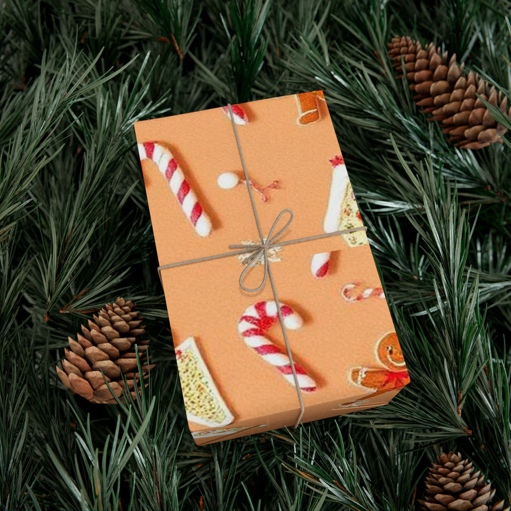 Wrapping Paper — Gingerbread & Candy Cane Holiday Gift Wrap