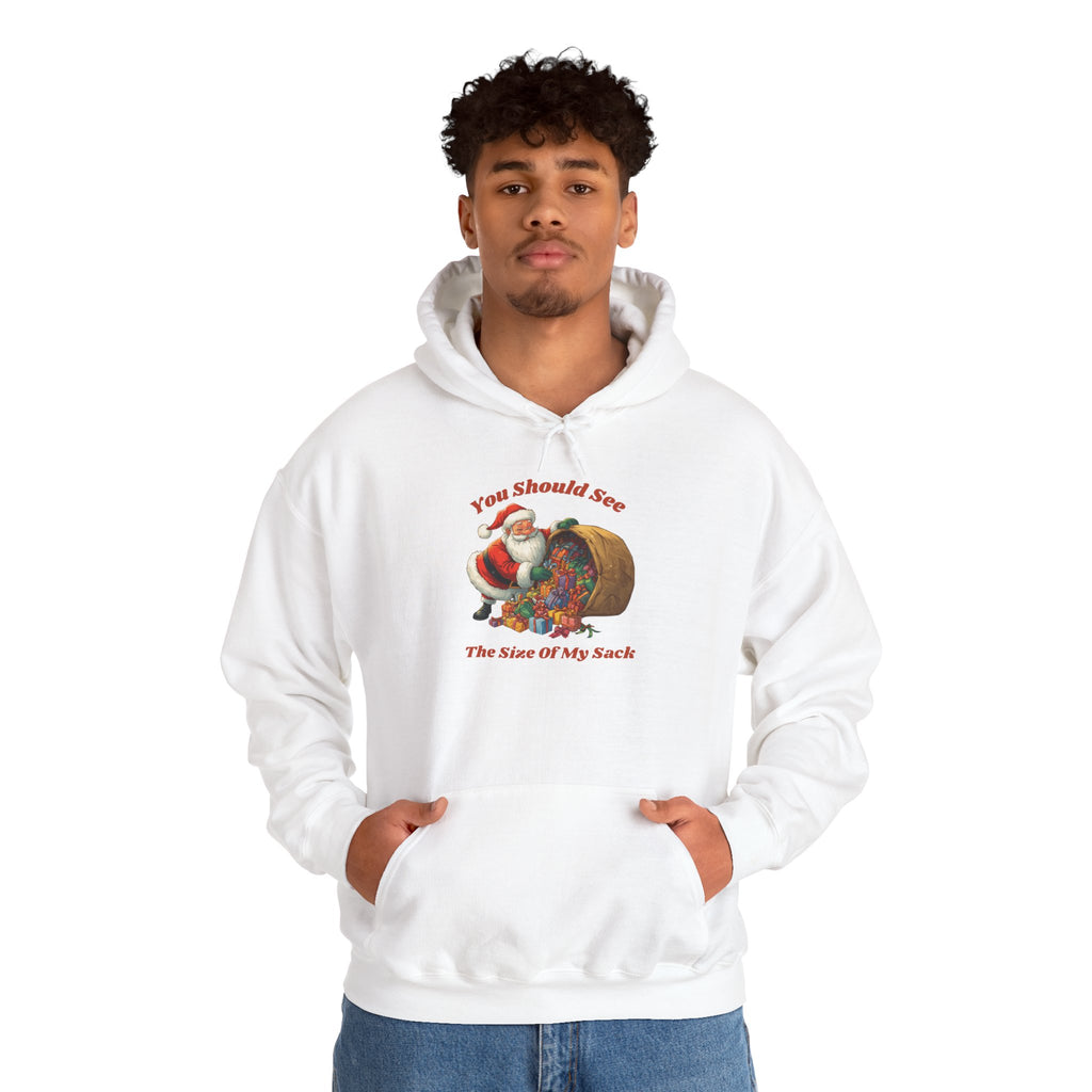 Adult Themed Santa Sack Hoodie — 'You Should See The Size Of My Sack' Christmas Attire