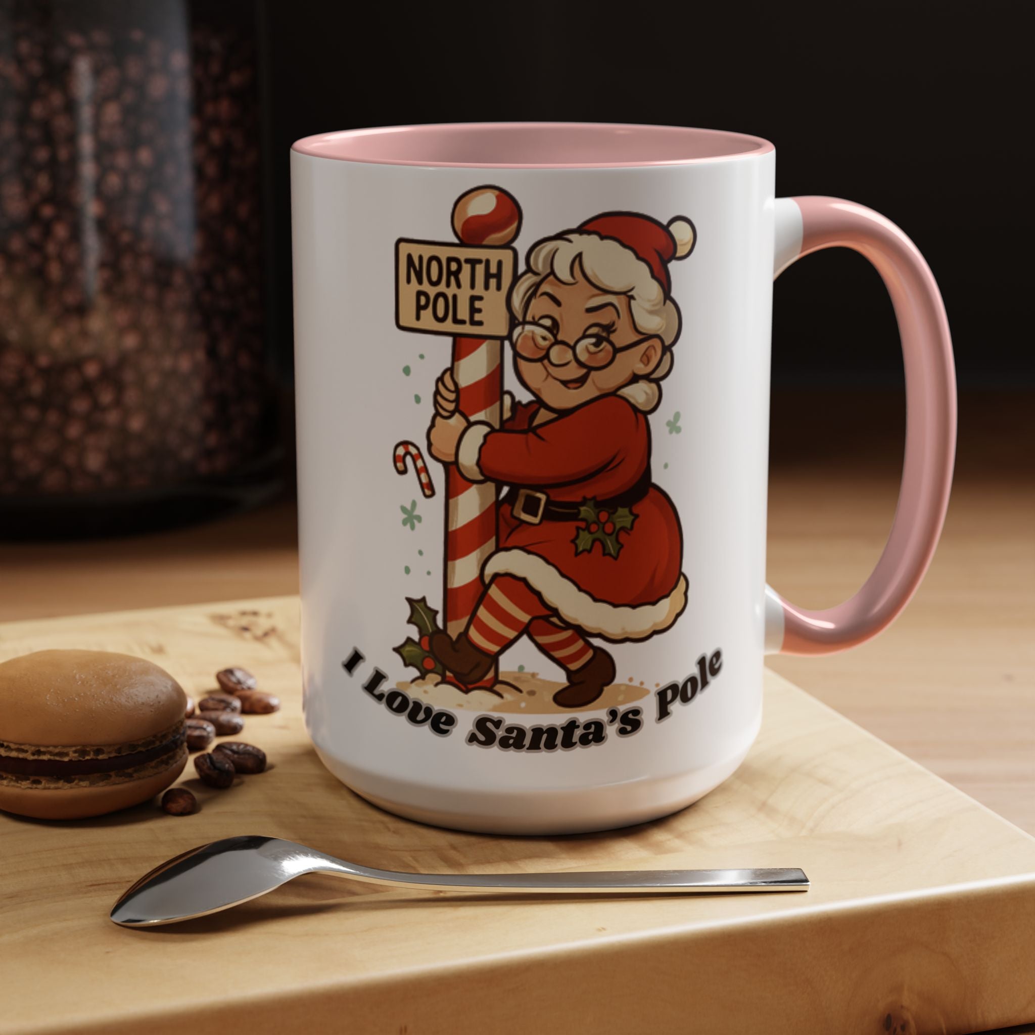 Festive Mrs. Claus Holiday Gift (11/15 oz) - 'I Love Santa's Pole' Coffee Mug