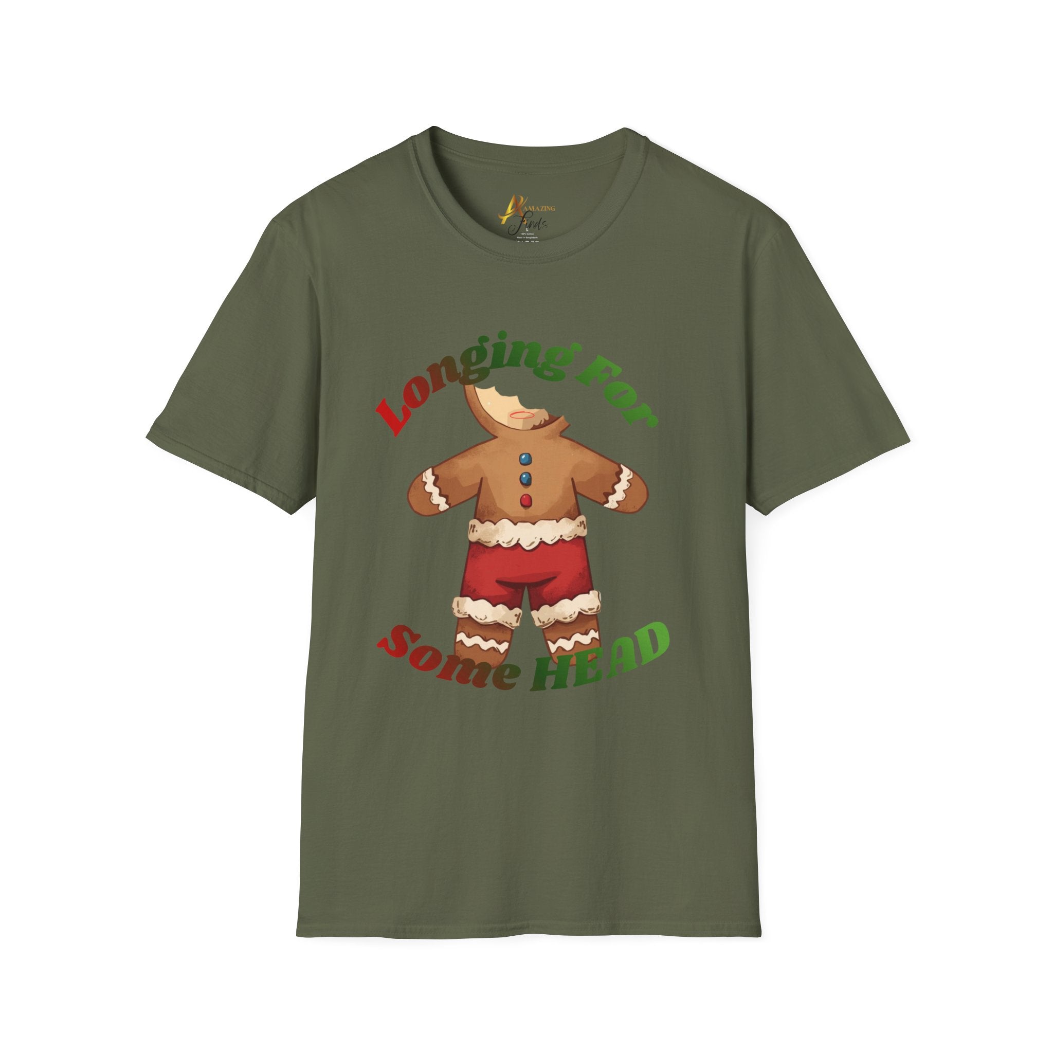 Adult Themed Headless Gingerbread Man T-Shirt - 'Longing For Some Head' Christmas Attire