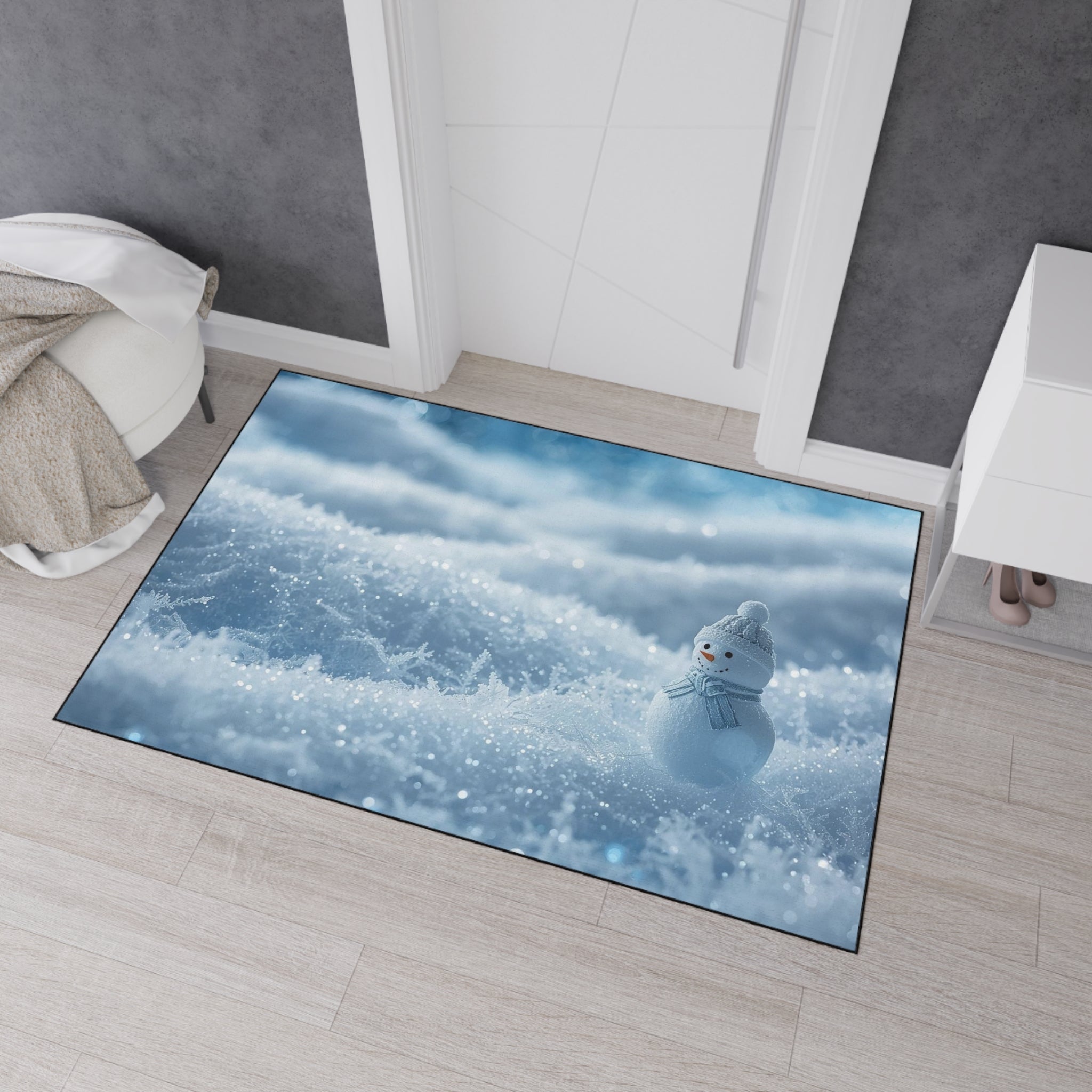 Snowman Winter Scene Heavy-Duty Floor Mat