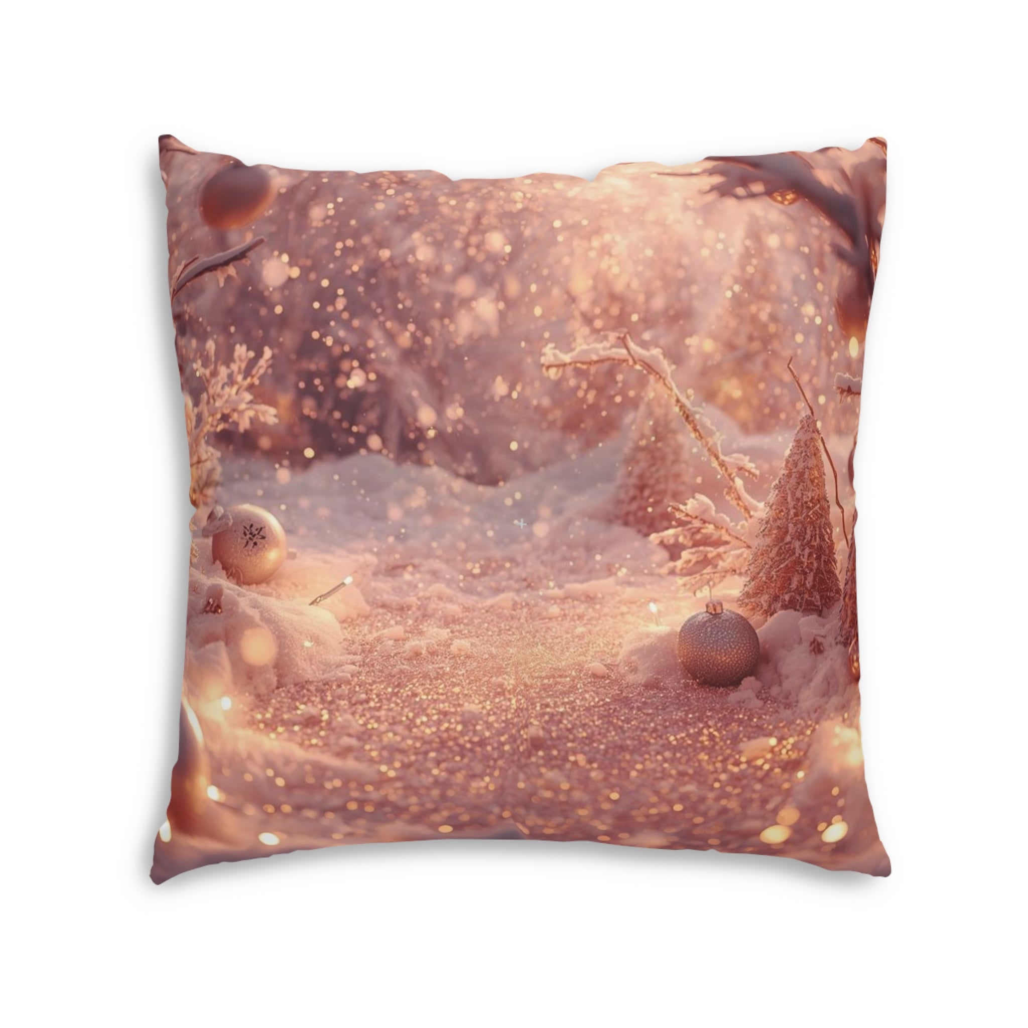 Winter Wonderland Tufted Floor Pillow — Festive Snowy Scene Decorative Cushion