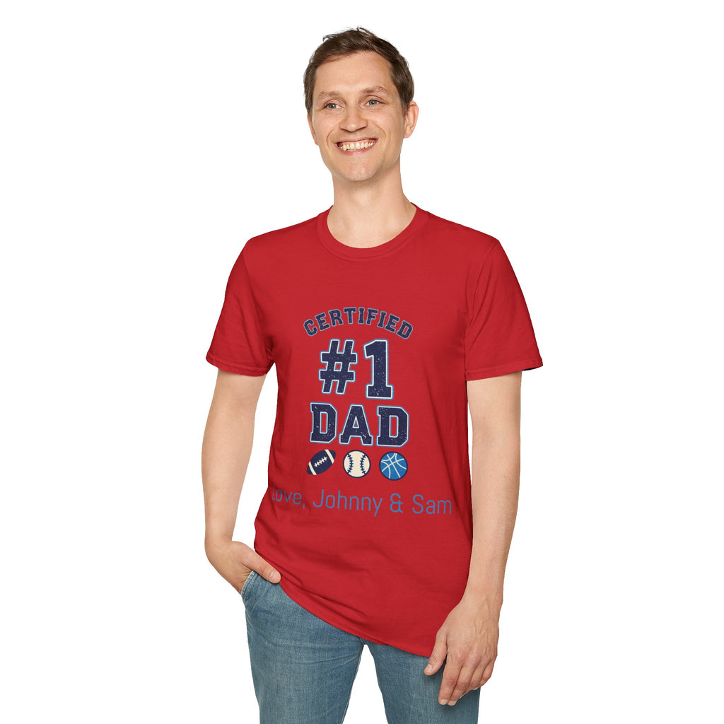 Certified #1 Dad Sports T-Shirt — Personalized "Love, [Names]" Father's Day Tee
