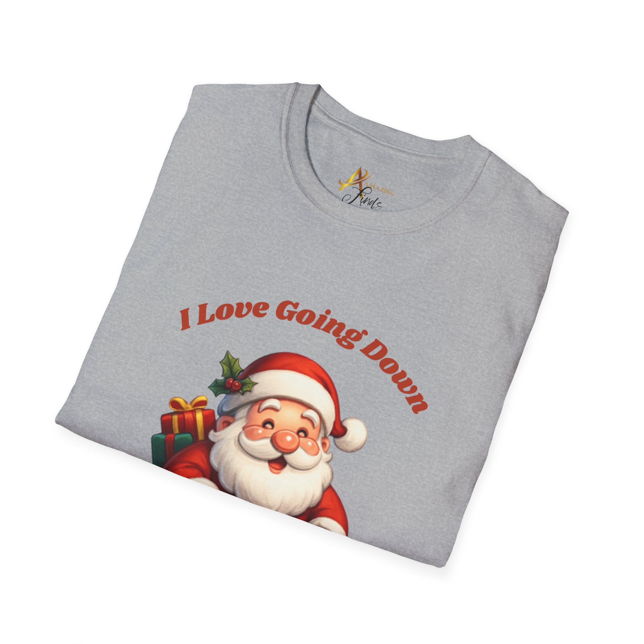 Adult Themed Santa Chimney T-Shirt - 'I Love Going Down' Christmas Attire