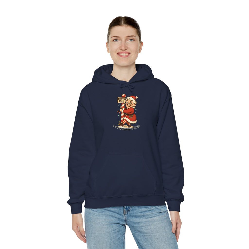 Adult Themed Mrs. Clause Hoodie - 'I Love Santa's Pole' Christmas Attire