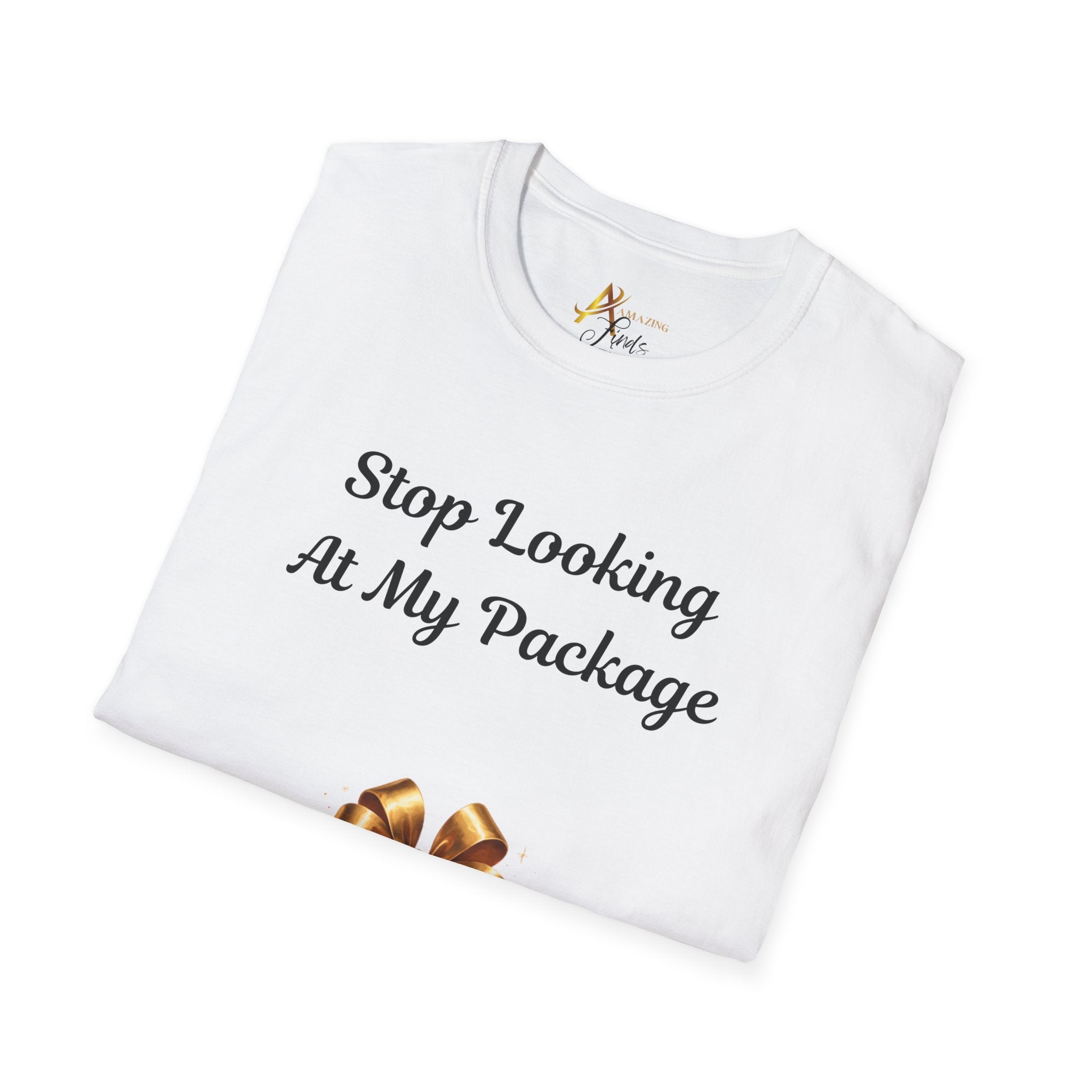 Adult Themed Large Gift T-Shirt — 'Stop Looking At My Package'  Christmas Attire