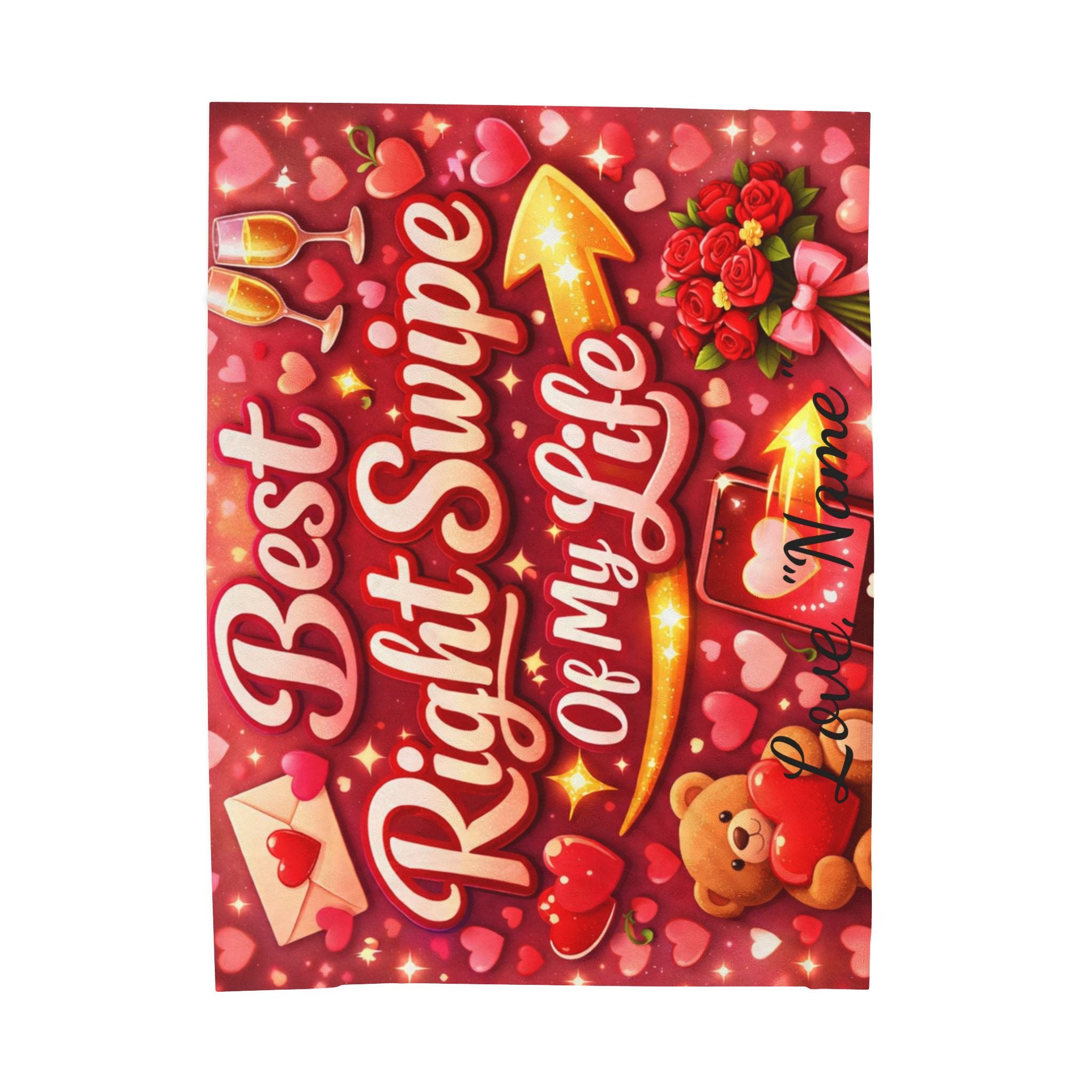 Velveteen Plush Blanket — "Best Right Swipe of My Life" Romantic Valentine Throw