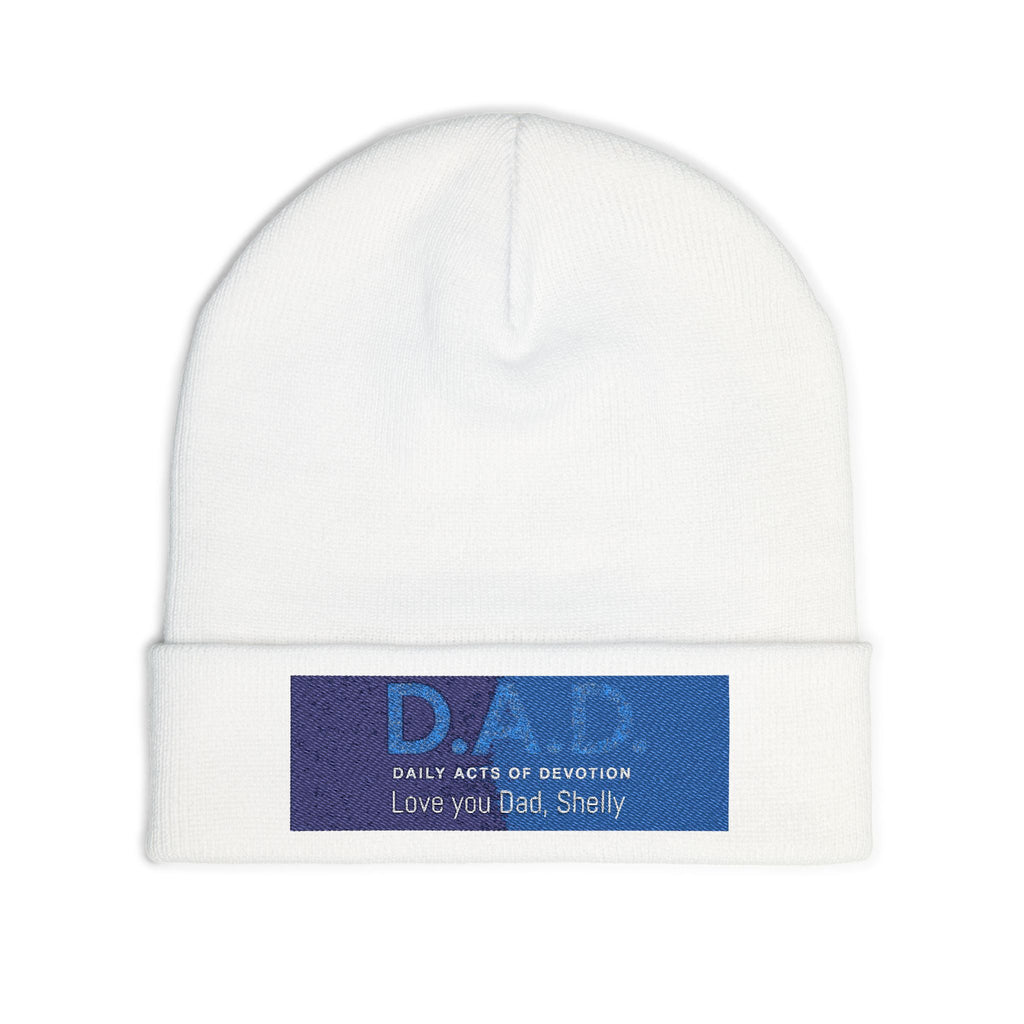 Embroidered 'D.A.D. Daily Acts of Devotion' Knit Beanie — Personalized Love You Dad Winter Hat