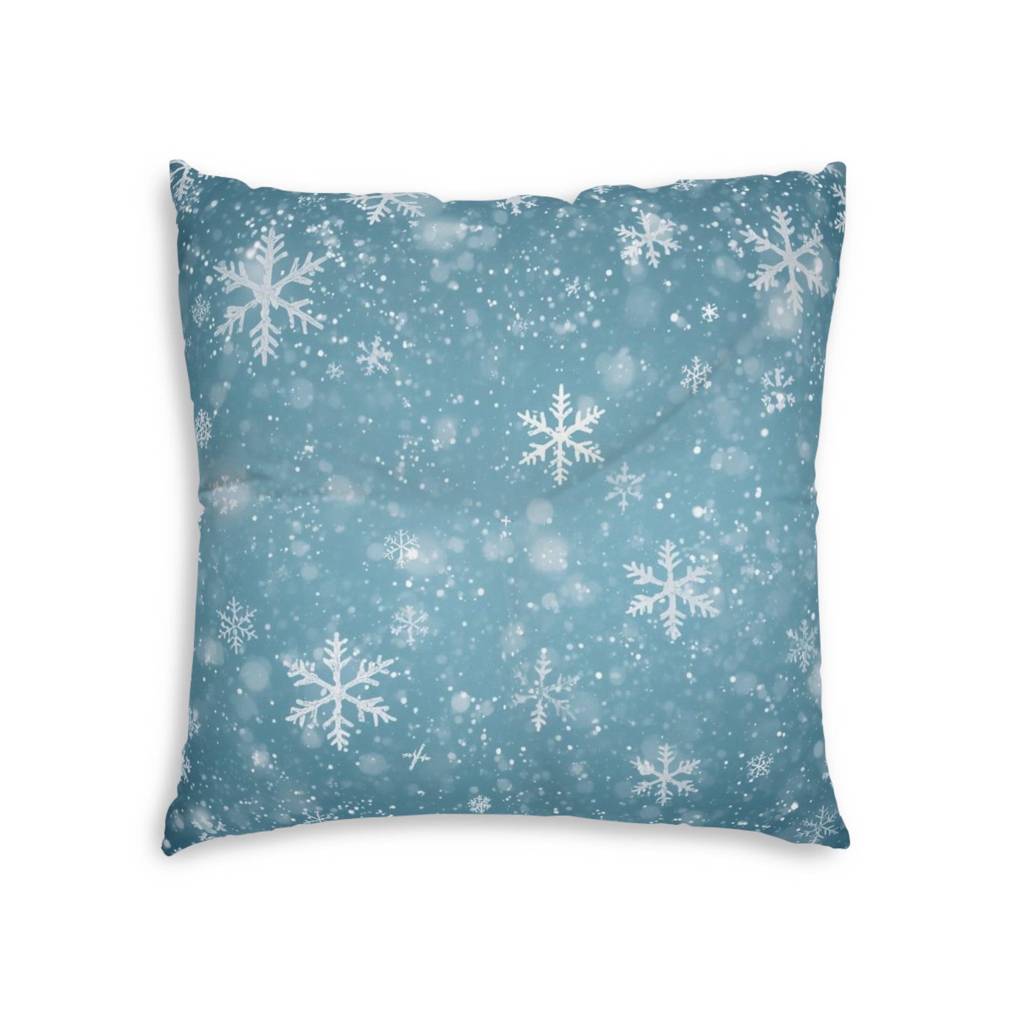 Snowflake Winter Tufted Floor Pillow — Cozy Holiday Accent Cushion
