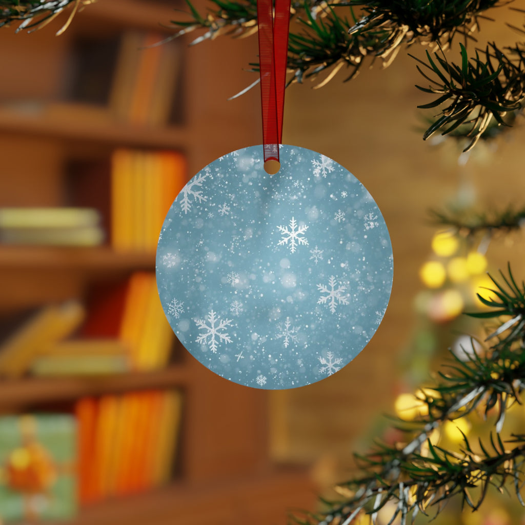 Snowflake Bell Metal Ornament — Blue Winter Holiday Christmas Decoration