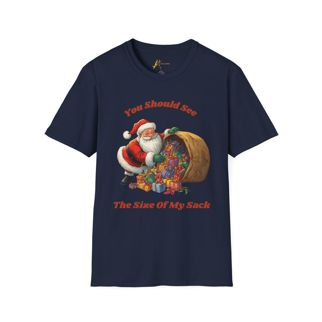 Adult Themed Santa with Sack T-Shirt - 'You Should See The Size Of My Sack' Christmas Attire