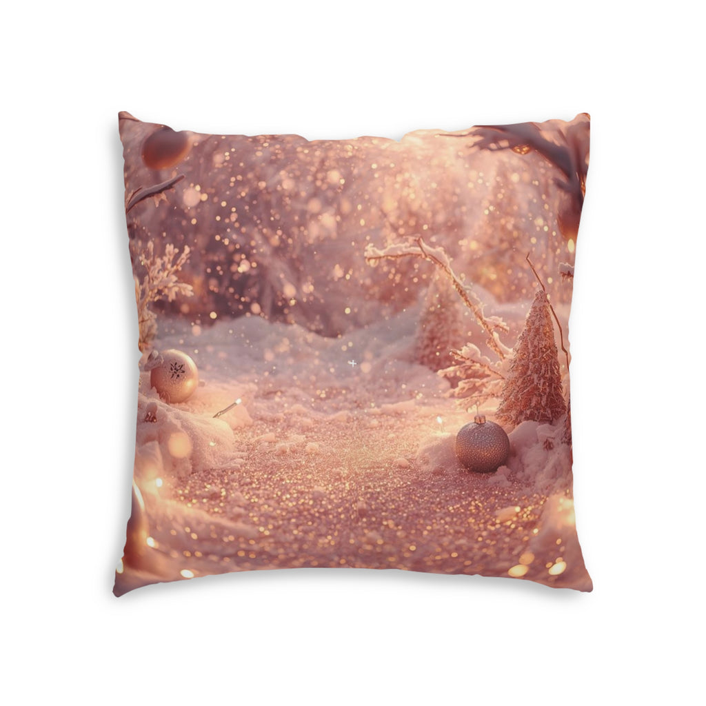Winter Wonderland Tufted Floor Pillow — Festive Snowy Scene Decorative Cushion