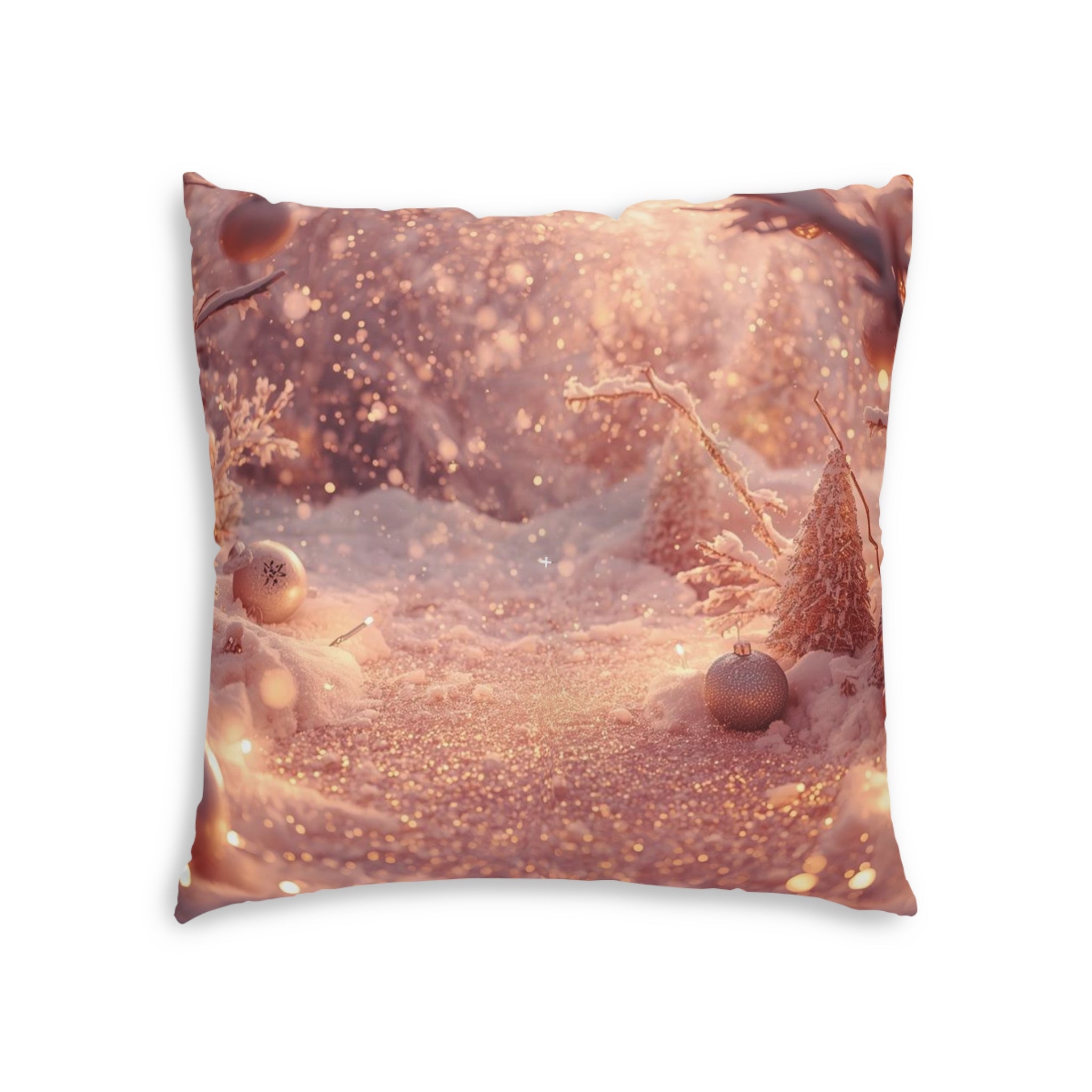 Winter Wonderland Tufted Floor Pillow — Festive Snowy Scene Decorative Cushion