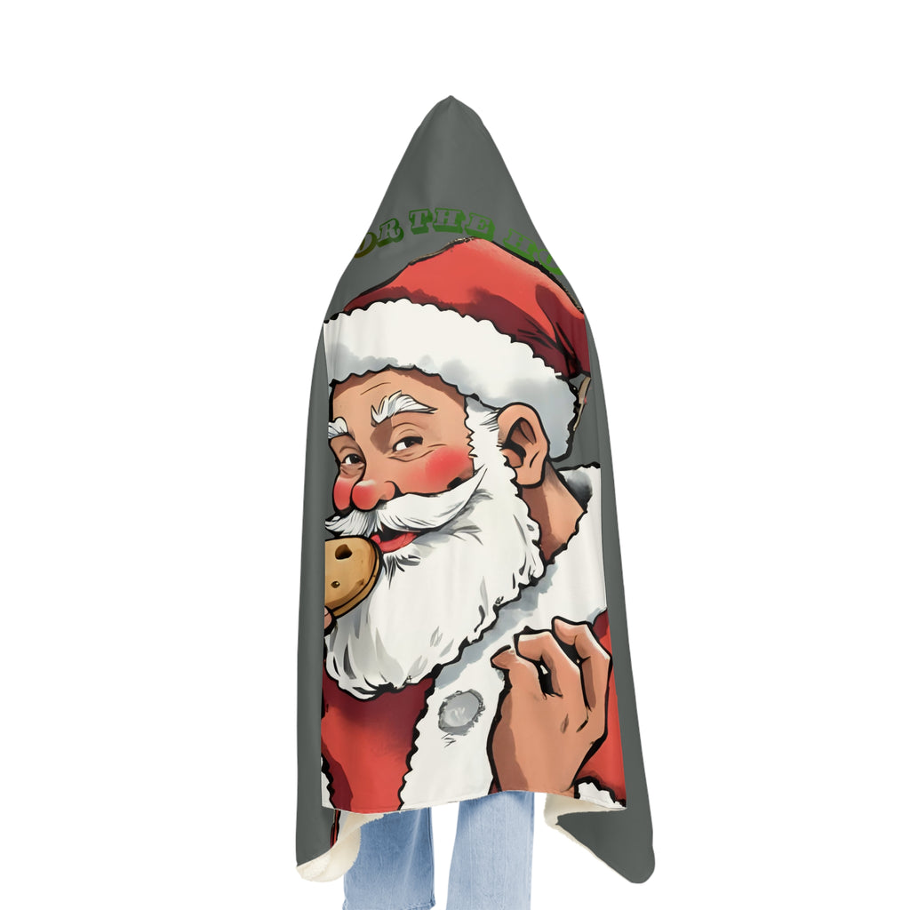 Santa Eating Cookie Hooded Blanket – Funny "I Do It For The HO HO HO's" Christmas Snuggle Throw