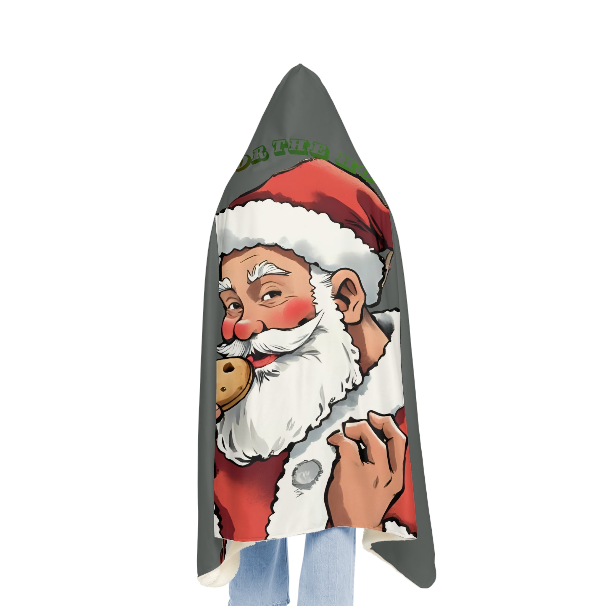Santa Eating Cookie Hooded Blanket – Funny "I Do It For The HO HO HO's" Christmas Snuggle Throw