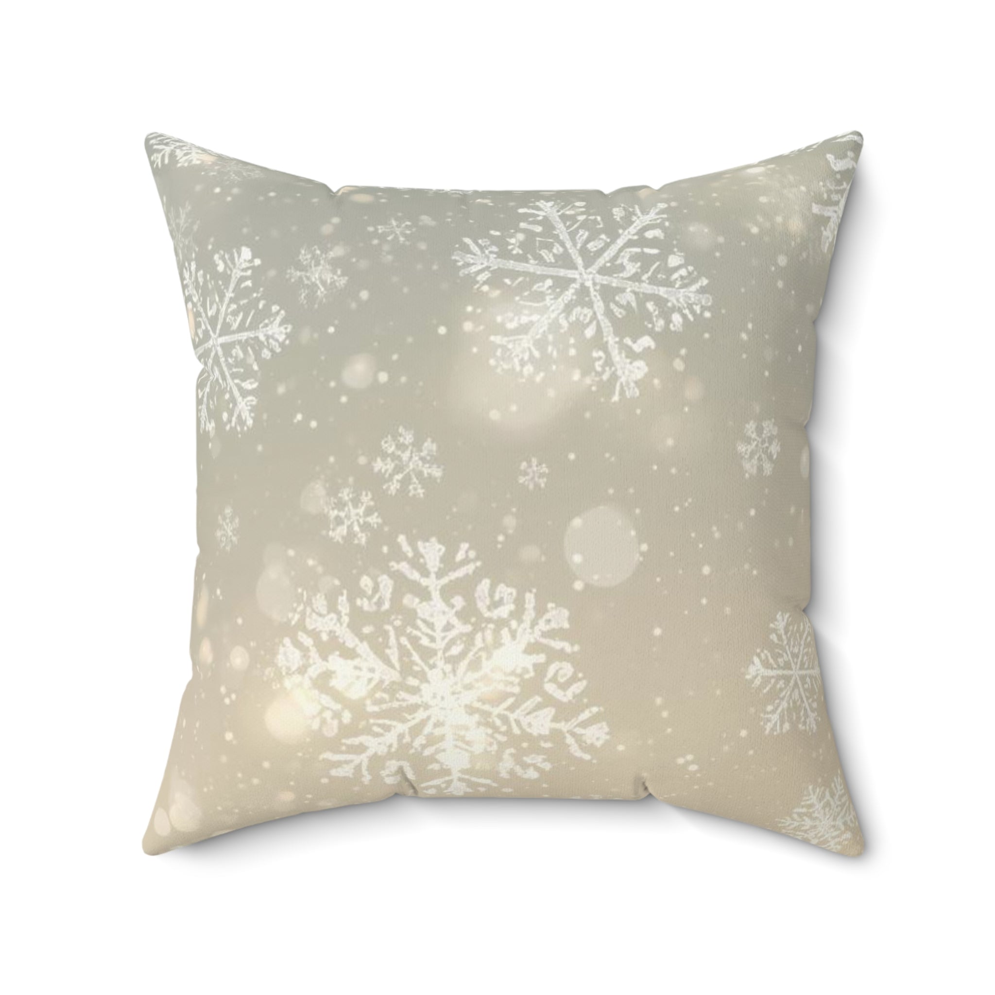 Snowflake Glow Square Pillow — Winter Holiday Decorative Throw Pillow