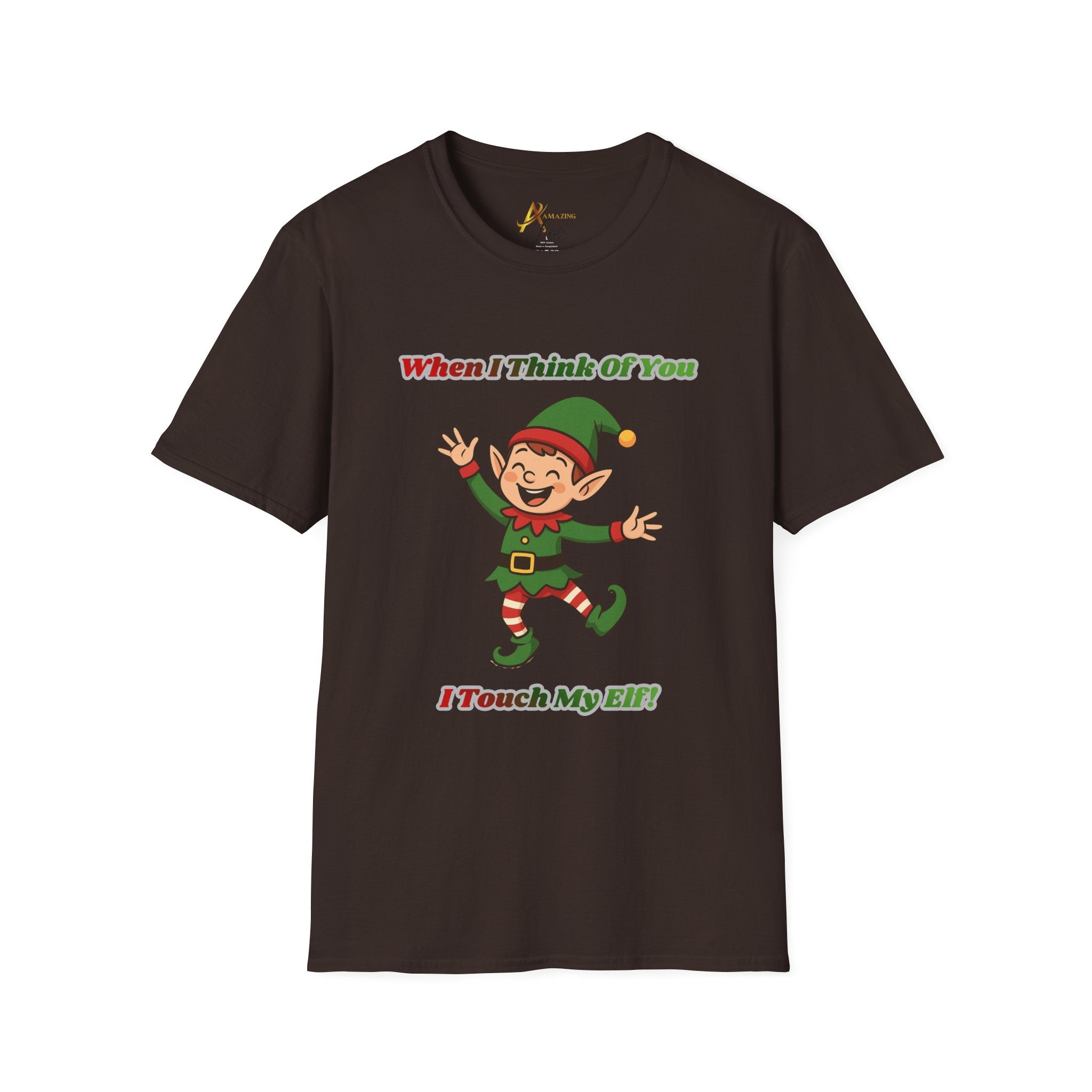 Adult Themed Elf T-Shirt – 'When I Think Of You I Touch My Elf' Christmas Attire