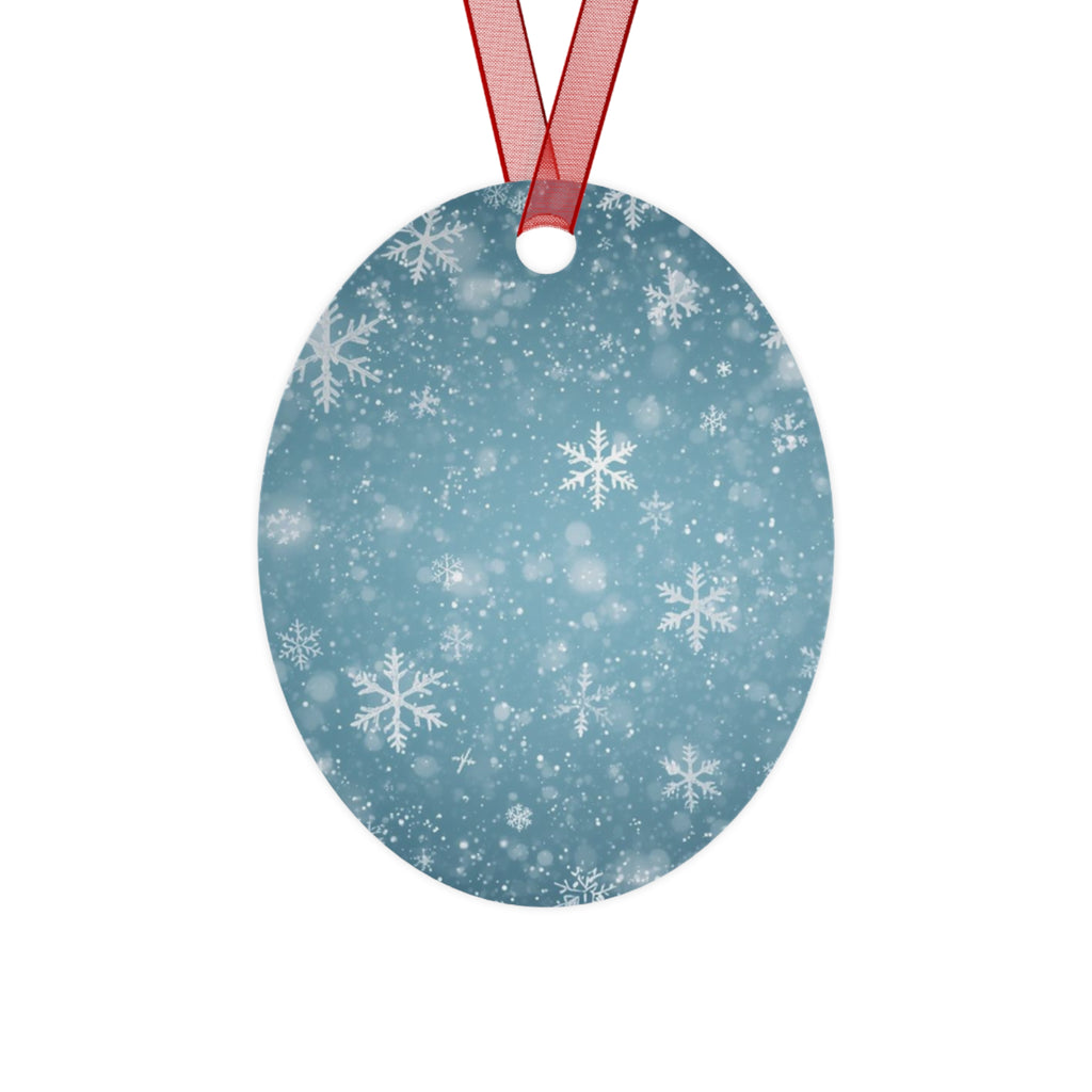 Snowflake Bell Metal Ornament — Blue Winter Holiday Christmas Decoration